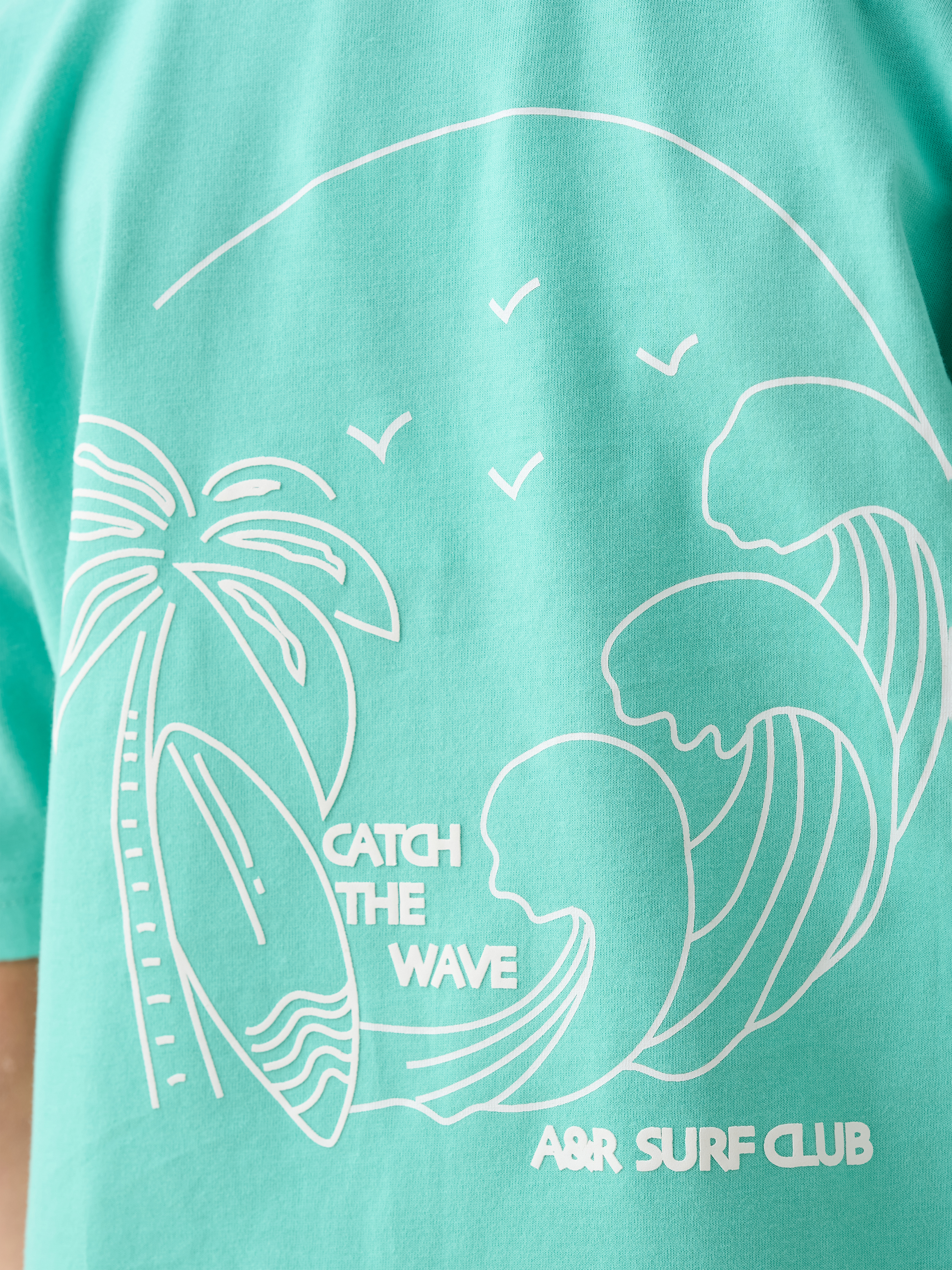 Product image 4 of 8, which shows Angel & Rocket Kids' Jay Back Print T-Shirt, Aqua, 3-4 years