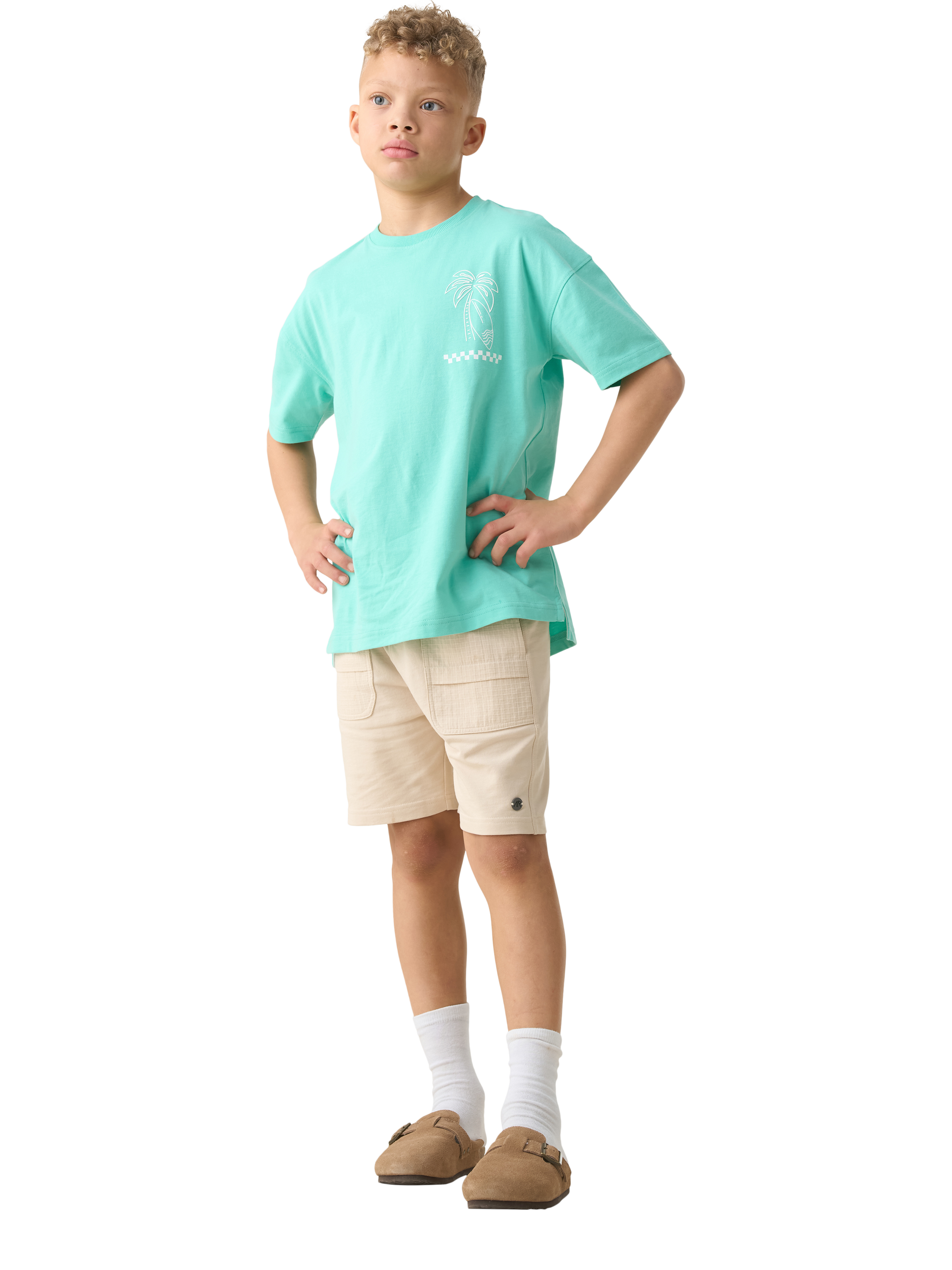 Product image 5 of 8, which shows Angel & Rocket Kids' Jay Back Print T-Shirt, Aqua, 3-4 years