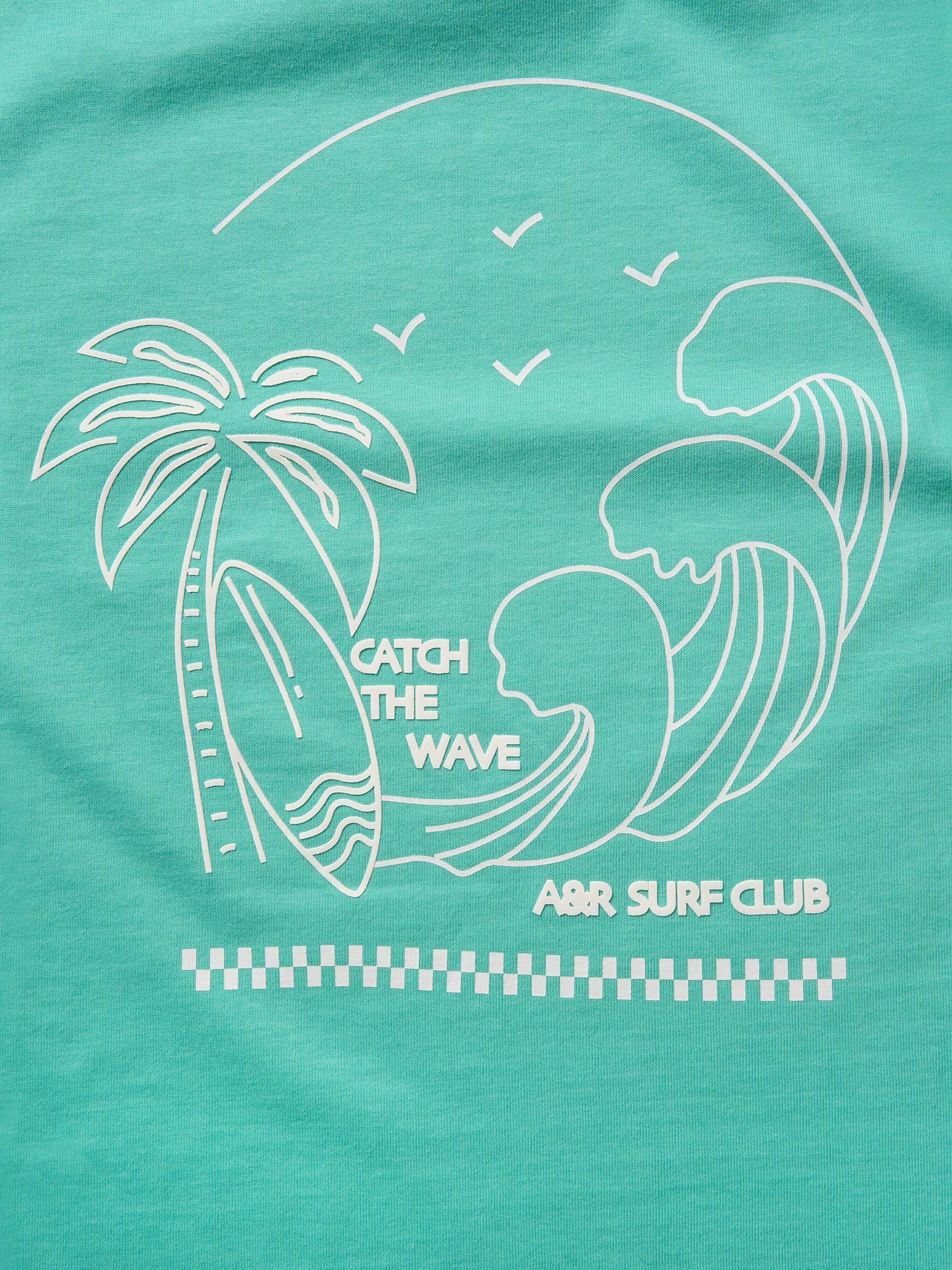 Product image 8 of 8, which shows Angel & Rocket Kids' Jay Back Print T-Shirt, Aqua, 3-4 years