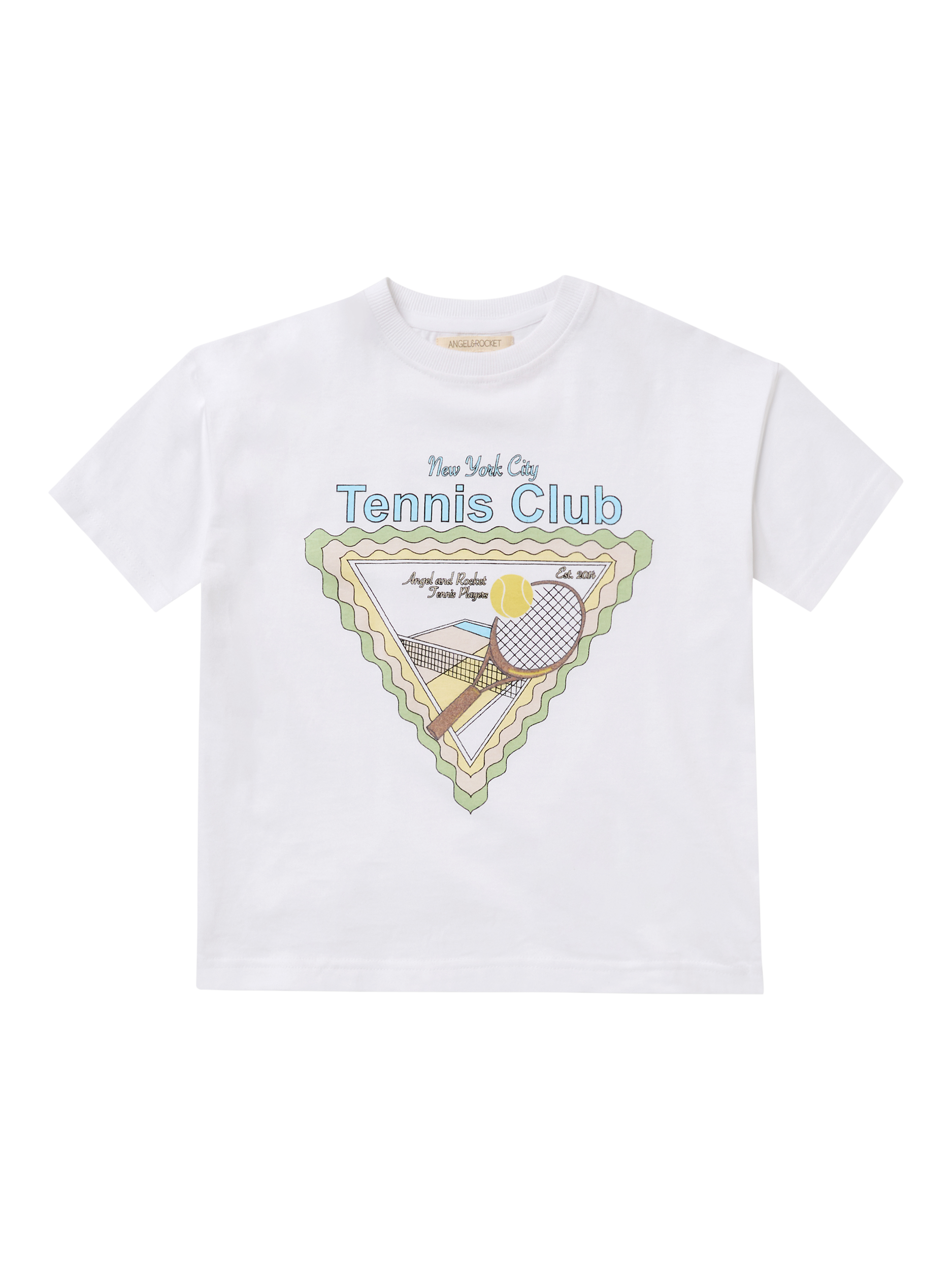 Product image 4 of 6, which shows Angel & Rocket Kids' Jordan Tennis Graphic Print T-Shirt, White/Multi, 3-4 years