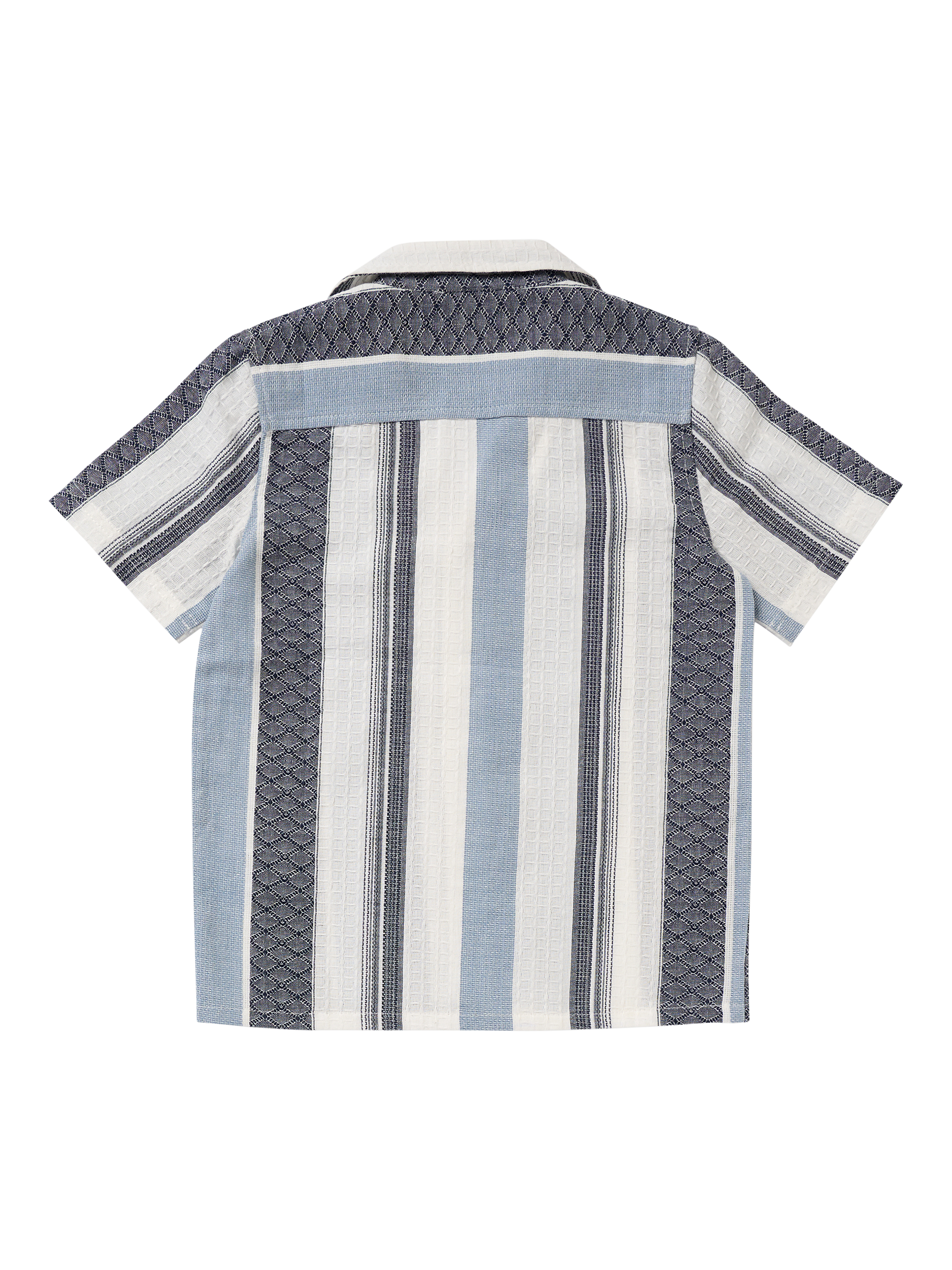 Product image 6 of 7, which shows Angel & Rocket Kids' Cotton Jaquard Stripe Shirt, White/Blue, 3 years