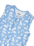 JoJo Maman Bébé Cotton Dinosaur Print Sleeping Bag, Blue Light