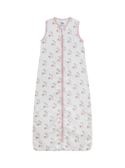JoJo Maman Bébé Cotton Cherry Print Sleeping Bag, 1 Tog, Pink Multi, 