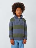 John Lewis Kids' Stripe 1/2 Zip Neck Jumper, Blue