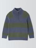 John Lewis Kids' Stripe 1/2 Zip Neck Jumper, Blue