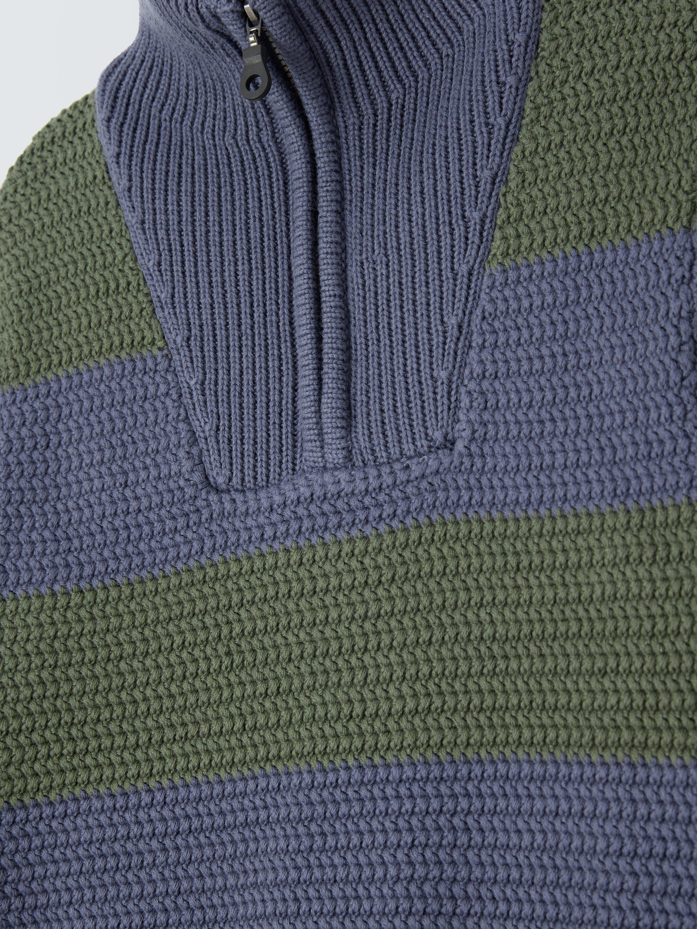 Product image 3 of 3, which shows John Lewis Kids' Stripe 1/2 Zip Neck Jumper, Blue, 3 years
