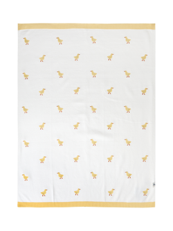 JoJo Maman Bébé Kids' Cotton Embroidered Duck Shawl, White/Multi - view 2, White/Multi