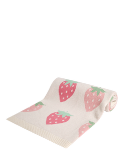 JoJo Maman Bébé Baby Strawberry Fair Isle Blanket, Pink, Pink