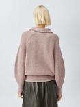 John Lewis Cotton & Wool Blend Button Neck Jumper, Natural