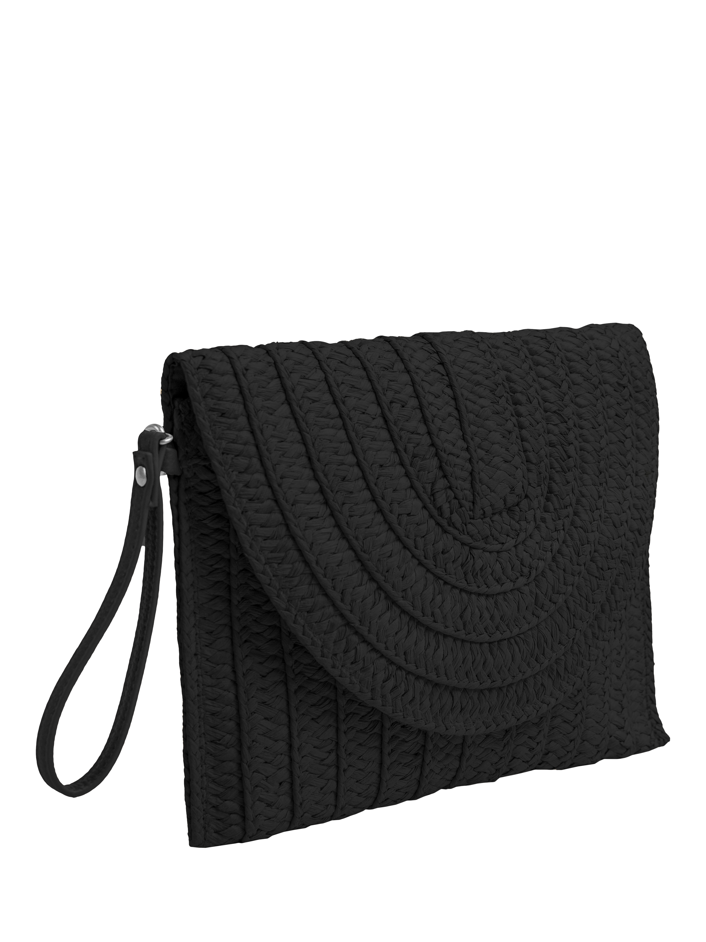 Product image 3 of 3, which shows Bloom & Bay Bigbury Straw Clutch Bag, Black