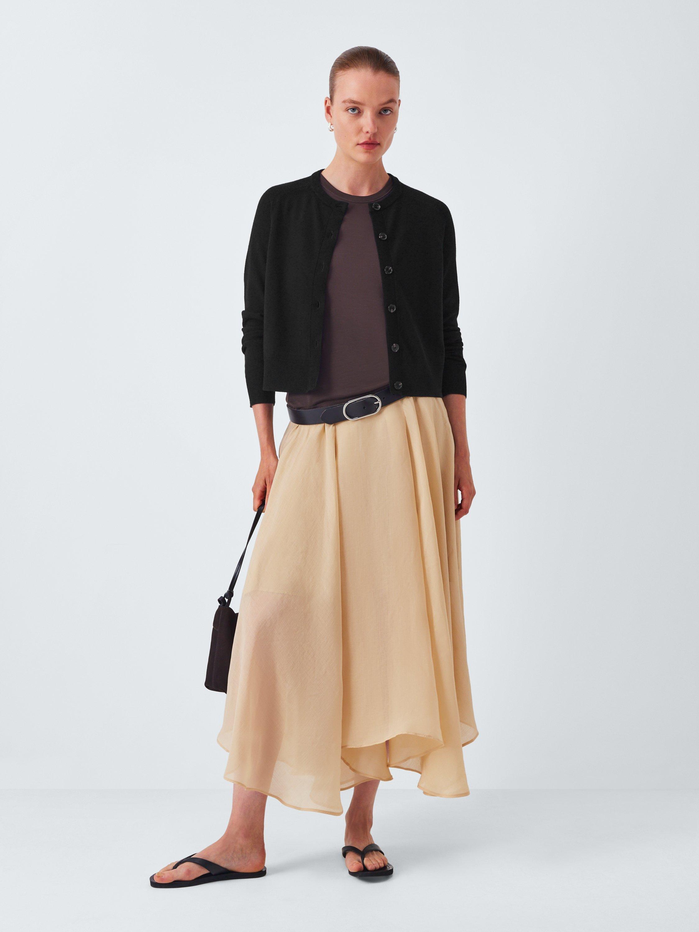 Product image 3 of 6, which shows John Lewis Crew Neck Merino Wool Cardigan, Black, 8