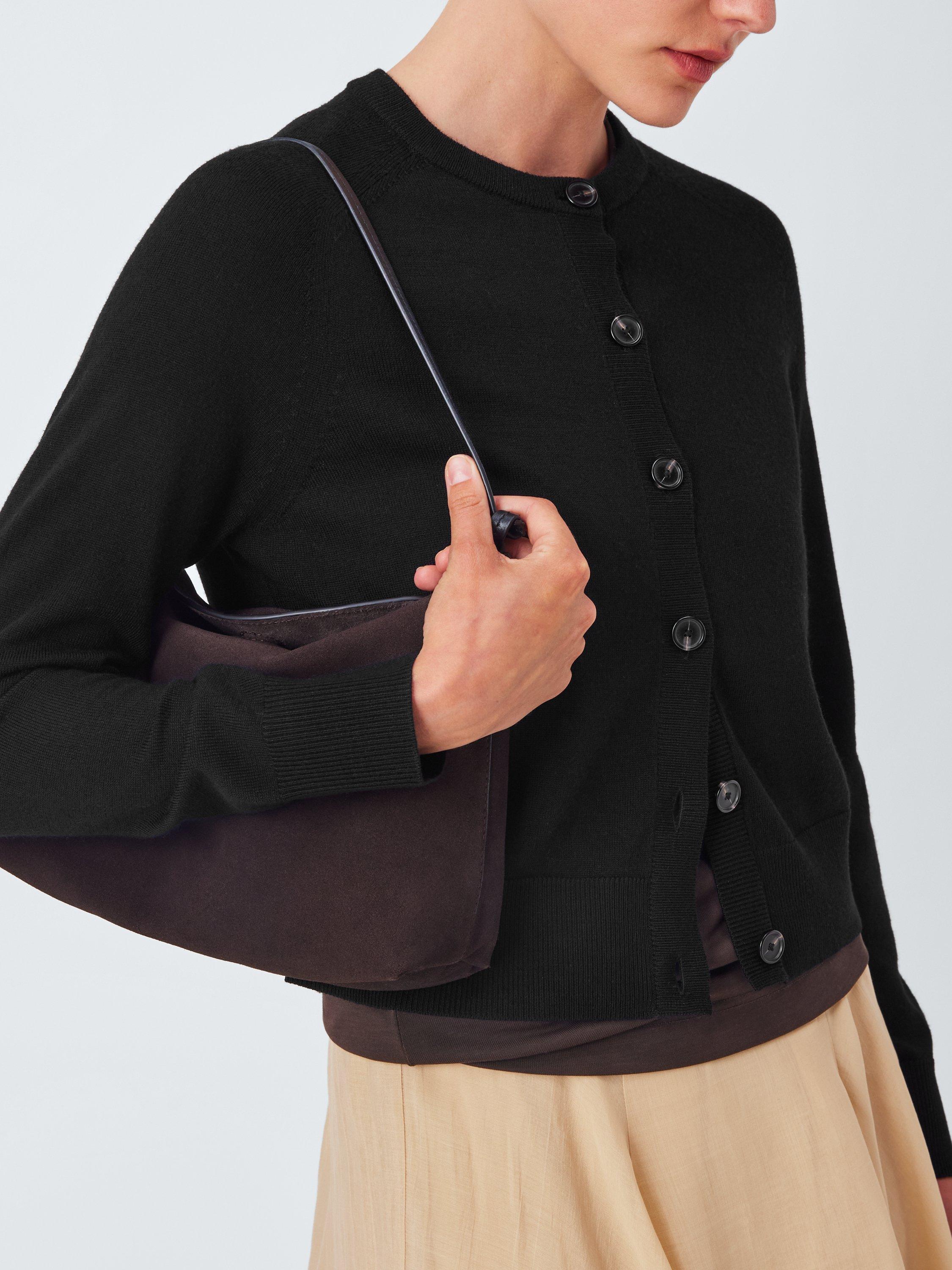 Product image 5 of 6, which shows John Lewis Crew Neck Merino Wool Cardigan, Black, 8