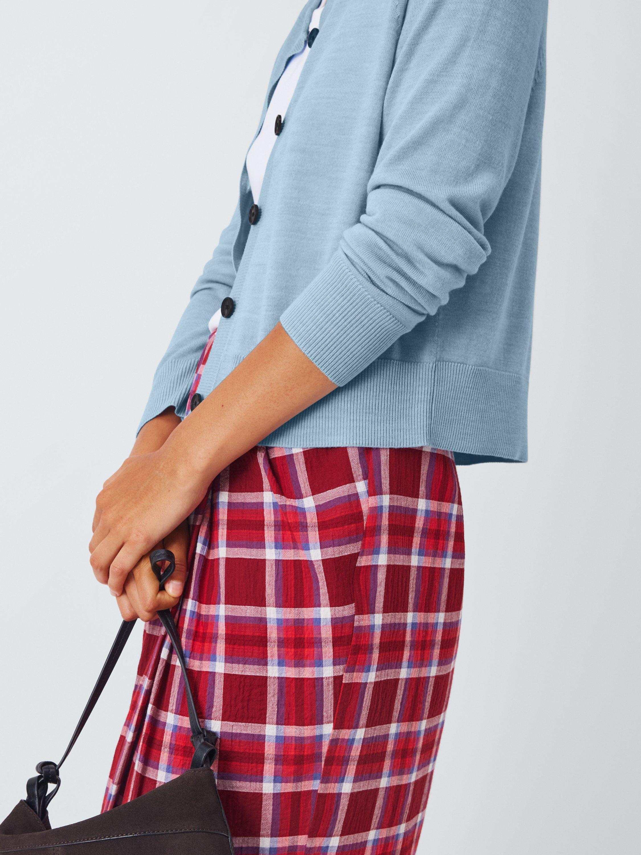 Product image 6 of 6, which shows John Lewis Merino Wool Crew Neck Cardigan, Light Blue, 8