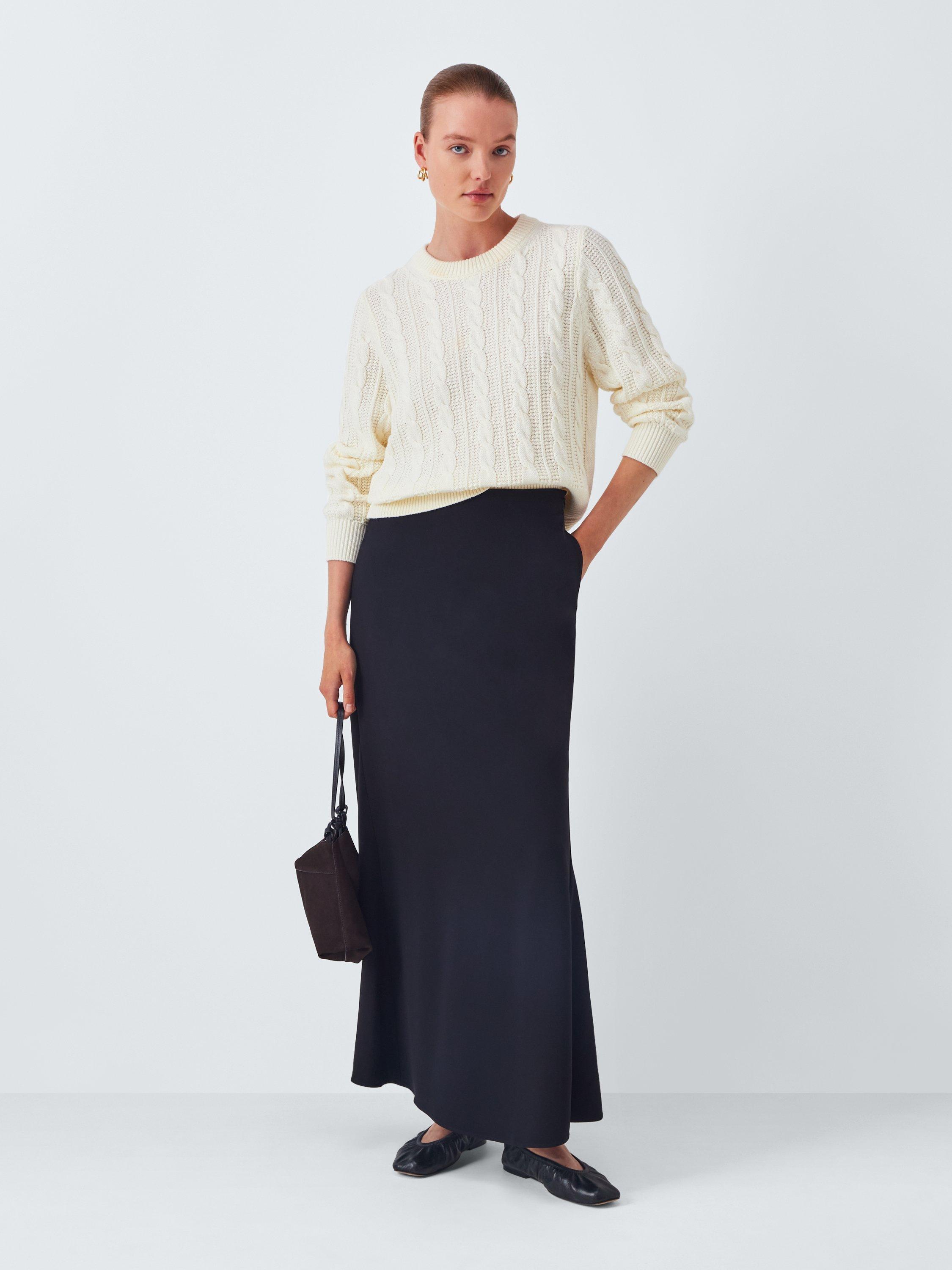 Product image 1 of 5, which shows John Lewis Relaxed Cotton Cable Sweater, Off White, 20