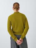John Lewis Merino Wool Argyle Knit Collar Cardigan, Olive