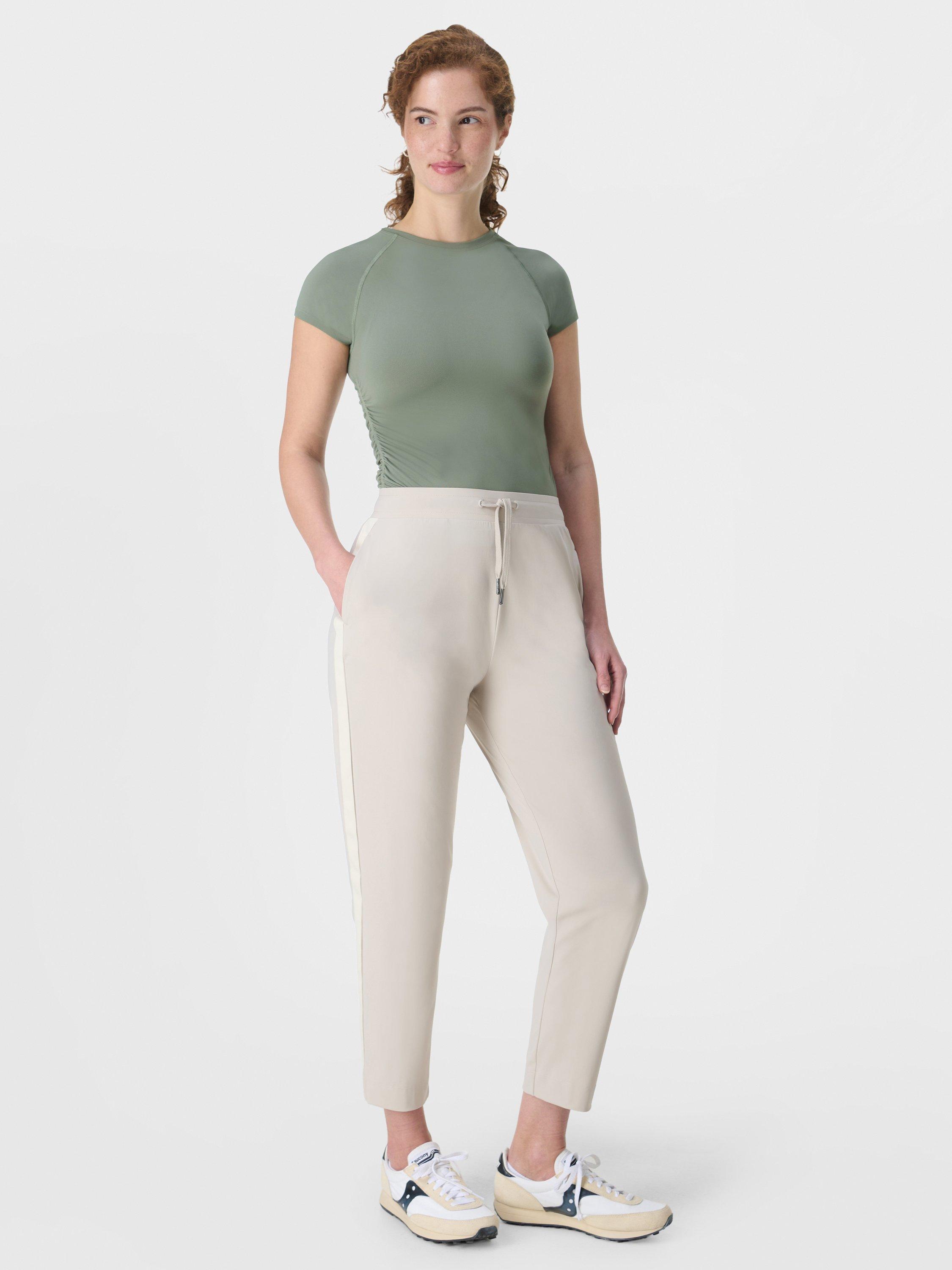 Product image 2 of 7, which shows Sweaty Betty Explorer Side Stripe 25" Trousers, Mineral Beige, XS