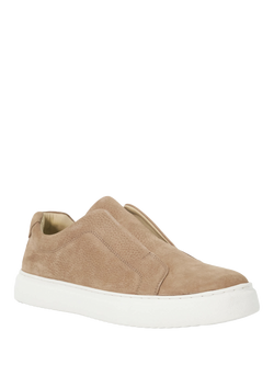 Dune London Trev Nubuck Laceless Trainers, Taupe - view 2, Taupe