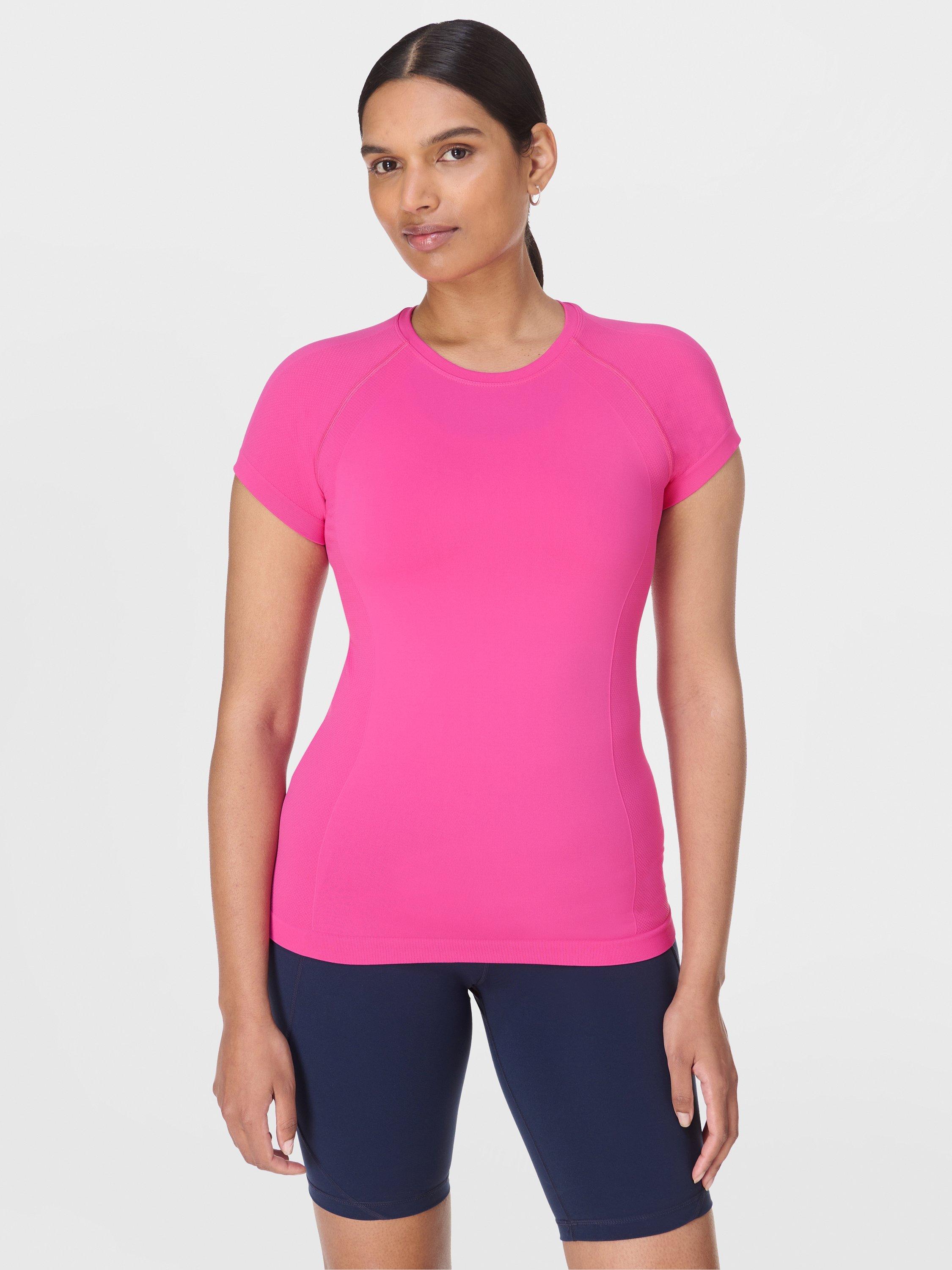 Product image 1 of 6, which shows Sweaty Betty Athlete Seamless Gym Top, Fuchsia Pink, L