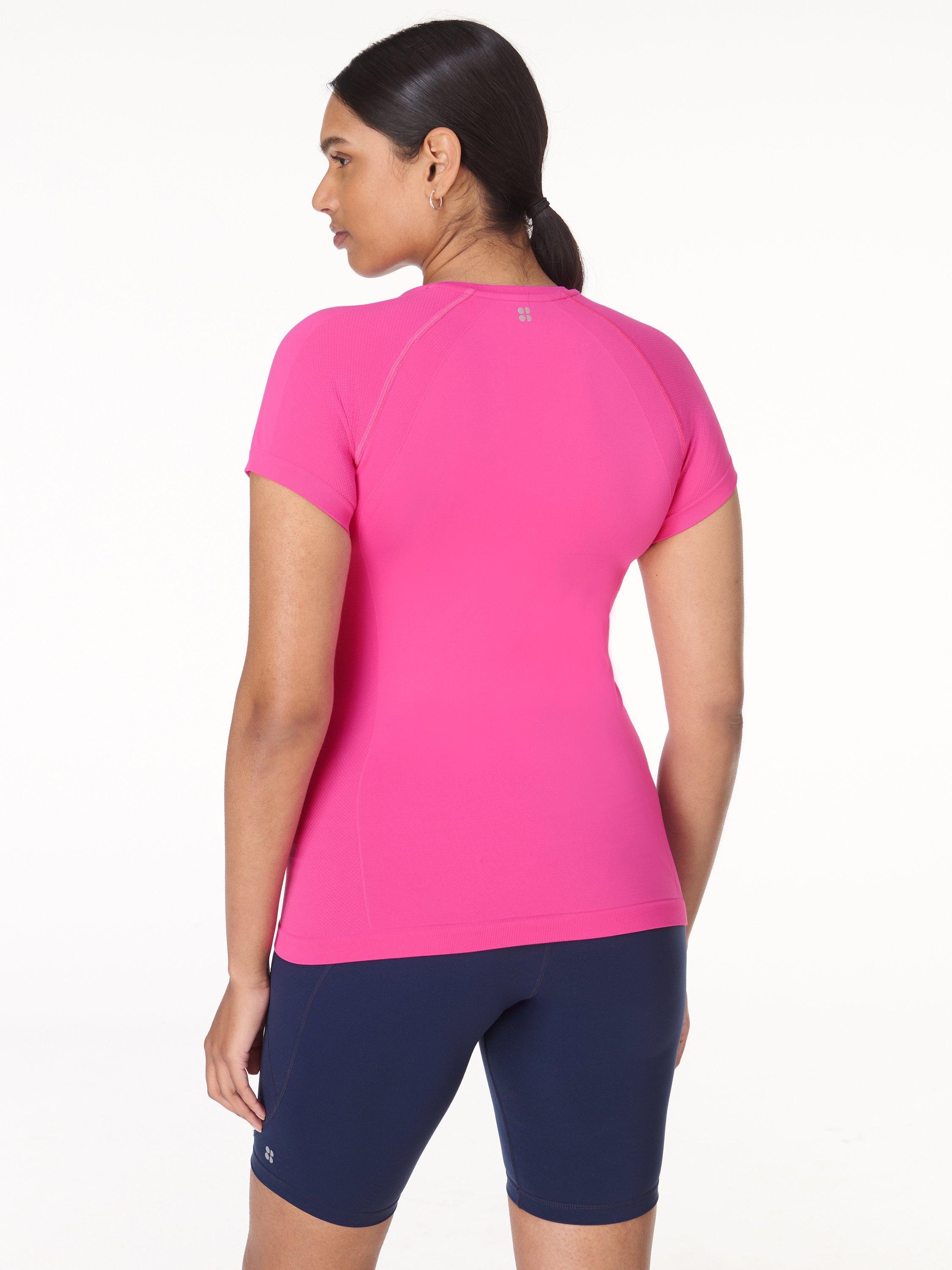Product image 4 of 6, which shows Sweaty Betty Athlete Seamless Gym Top, Fuchsia Pink, L