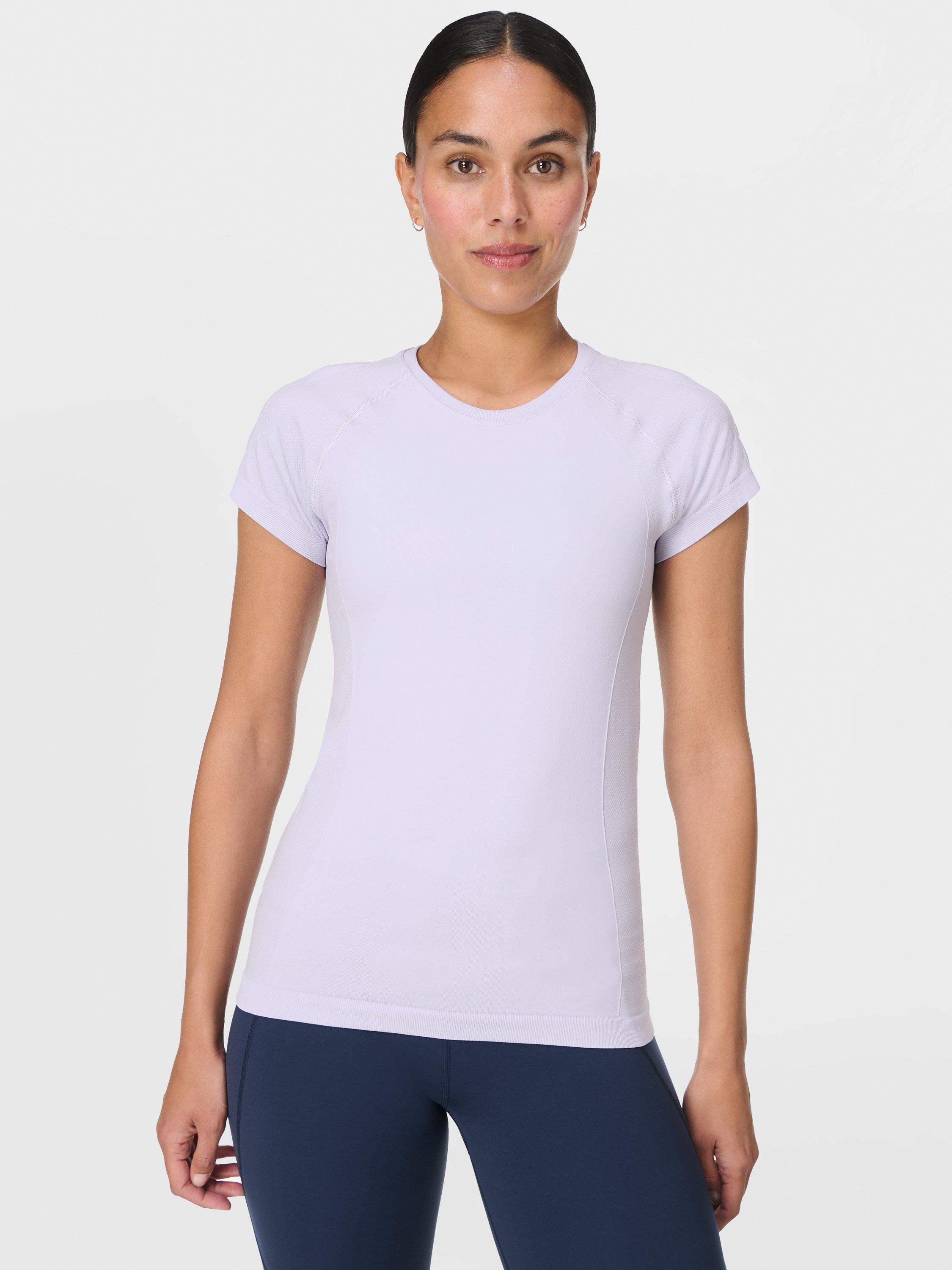 Product image 1 of 7, which shows Sweaty Betty Athlete Seamless Gym Top, Heather Purple, XXS