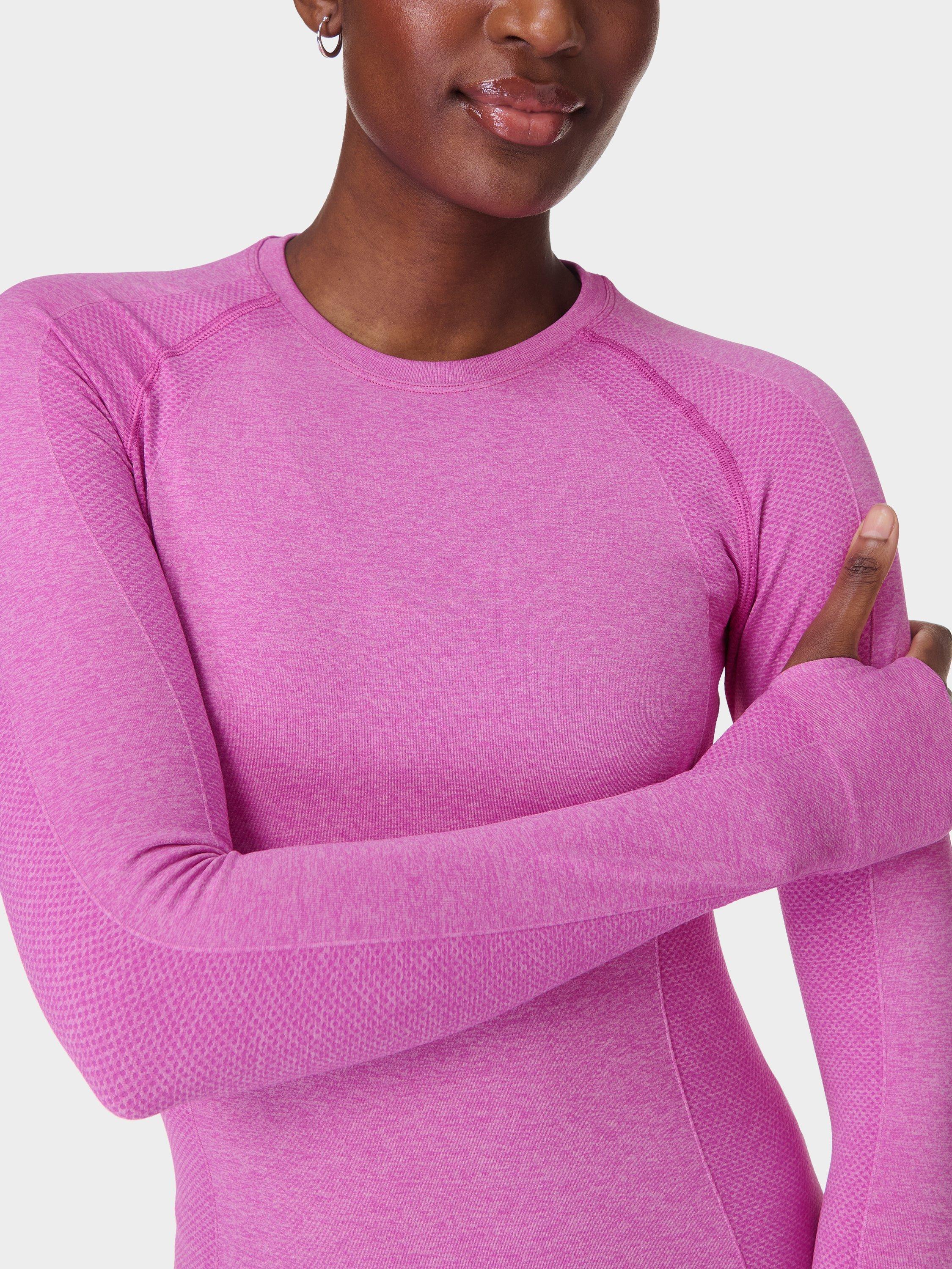 Product image 2 of 7, which shows Sweaty Betty Athlete Seamless Long Sleeve Gym Top, Allium Pink/Nerine Pink Marl, XXS