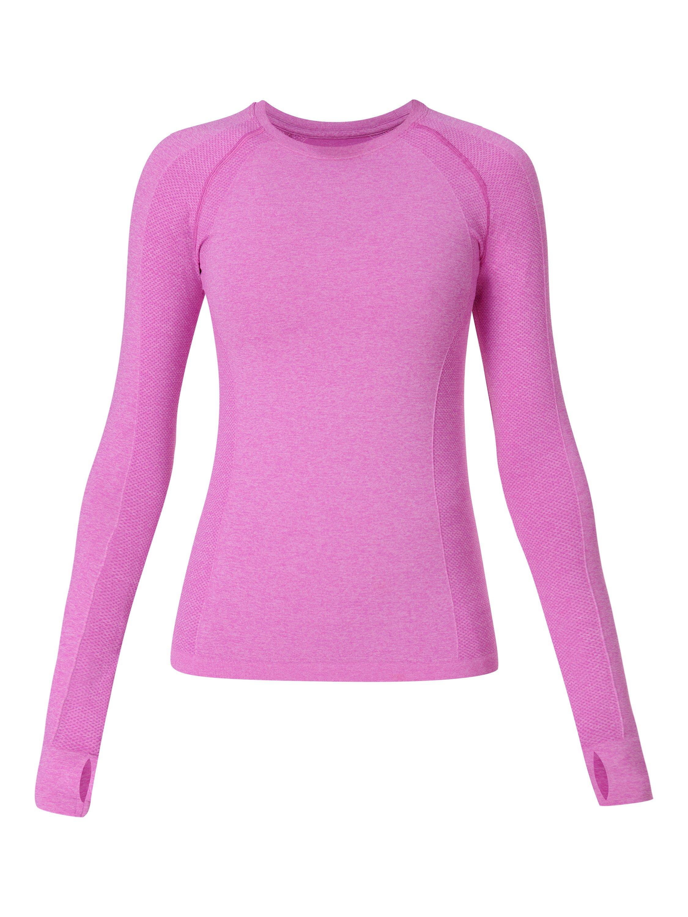 Product image 7 of 7, which shows Sweaty Betty Athlete Seamless Long Sleeve Gym Top, Allium Pink/Nerine Pink Marl, XXS
