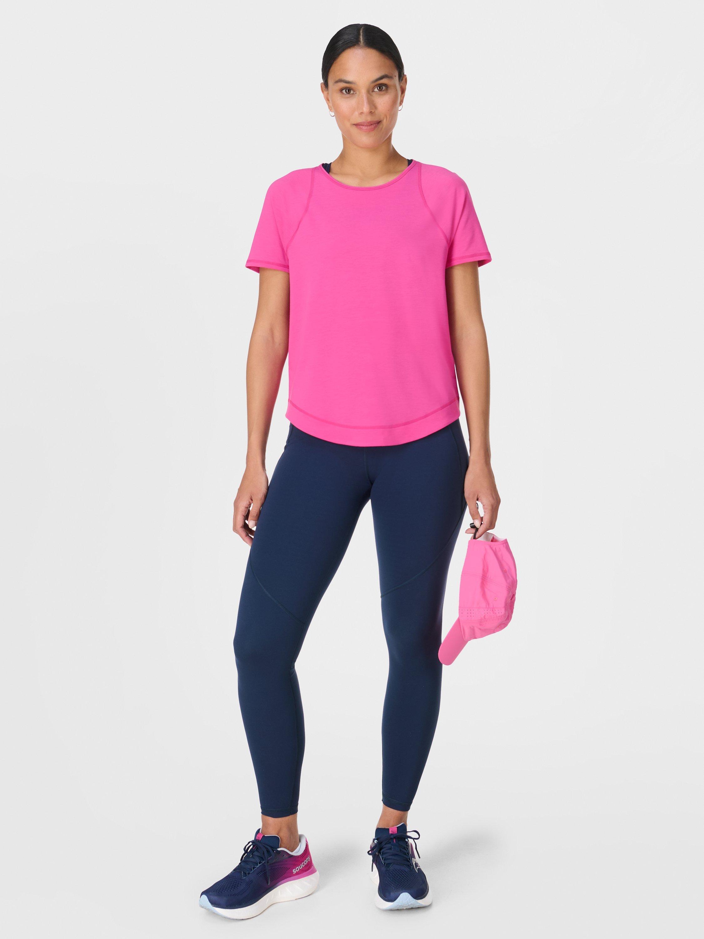 Product image 3 of 8, which shows Sweaty Betty Breathe Easy T-Shirt, Fuchsia Pink, S
