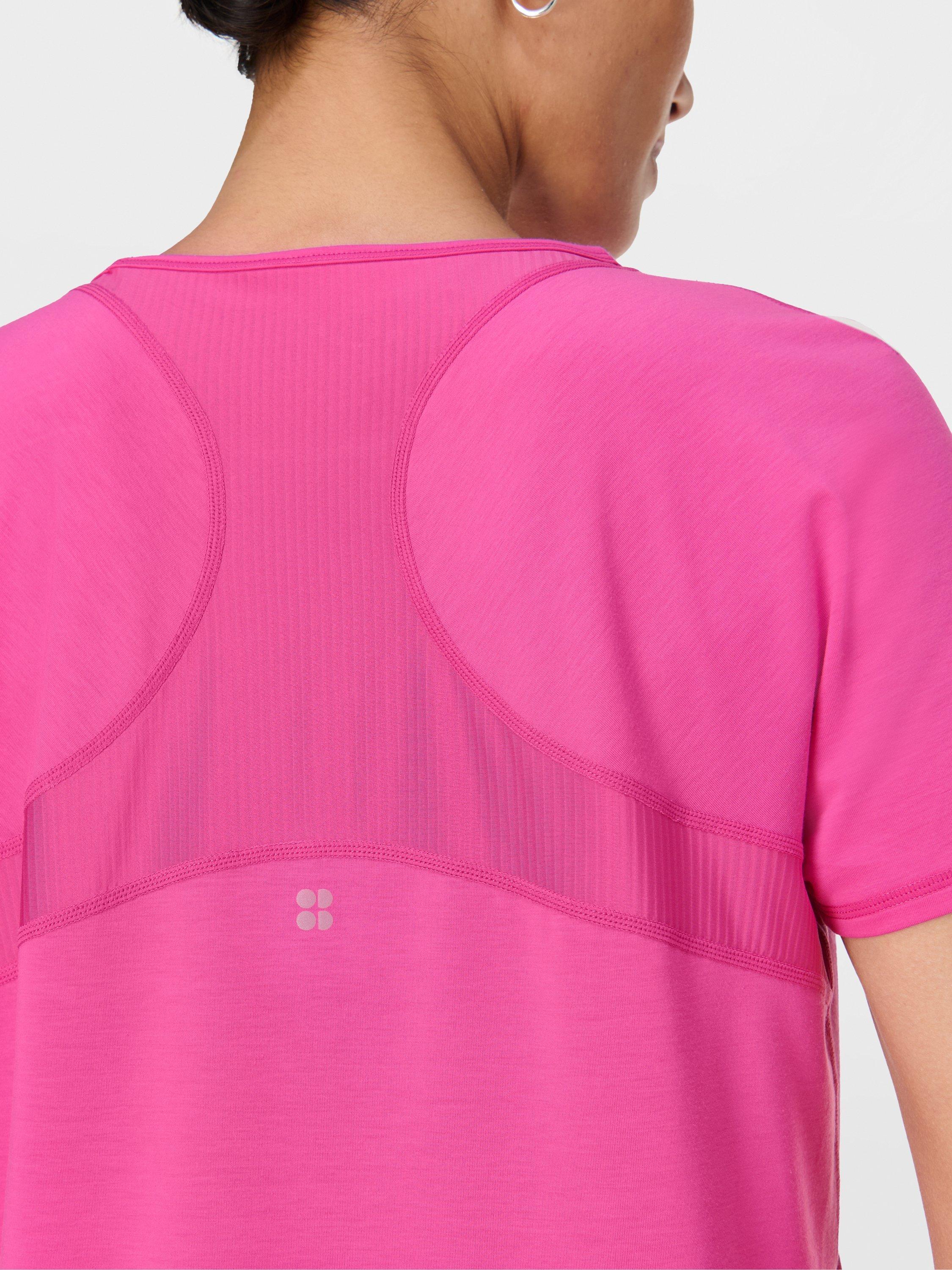 Product image 5 of 8, which shows Sweaty Betty Breathe Easy T-Shirt, Fuchsia Pink, S