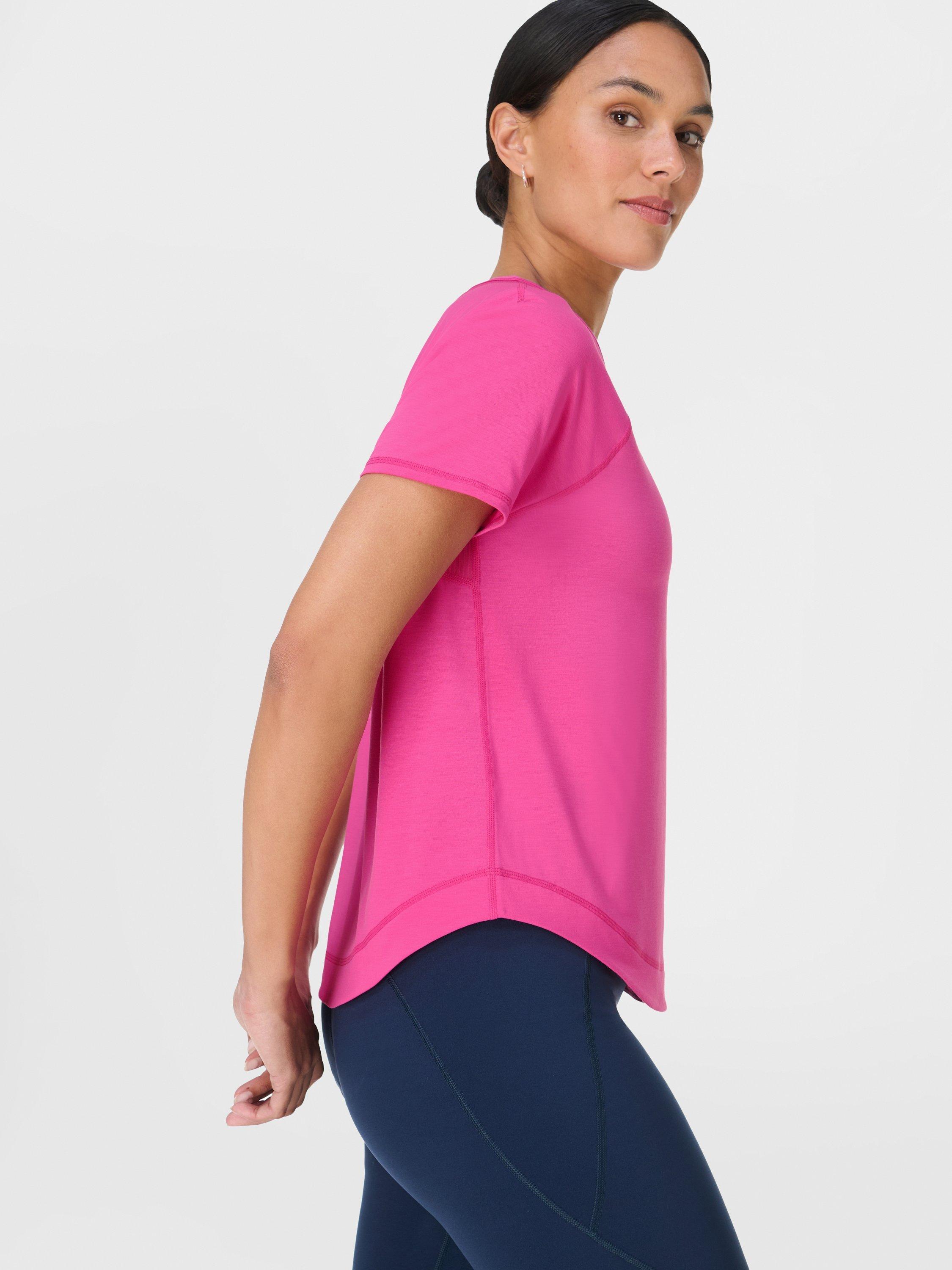 Product image 7 of 8, which shows Sweaty Betty Breathe Easy T-Shirt, Fuchsia Pink, S