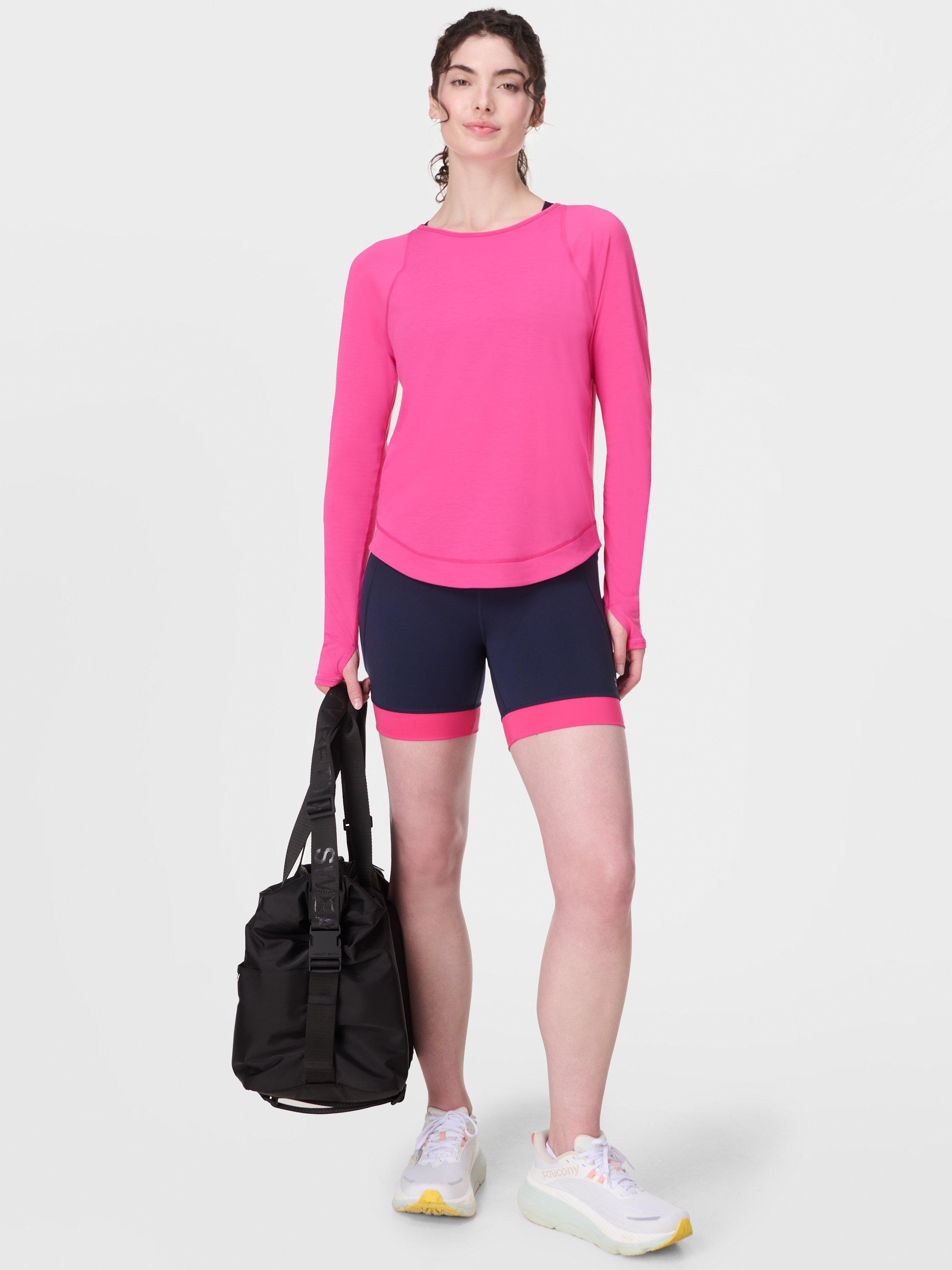 Product image 3 of 7, which shows Sweaty Betty Breathe Easy Long Sleeve Top, Fuchsia Pink, XXS