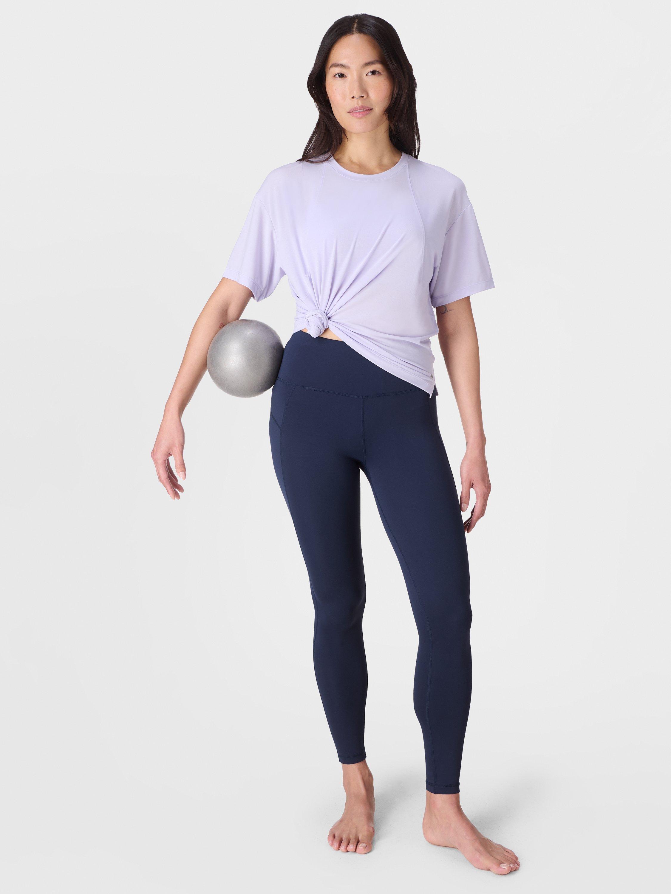 Product image 4 of 7, which shows Sweaty Betty Soft Flow Studio T-Shirt, Heather Purple, L