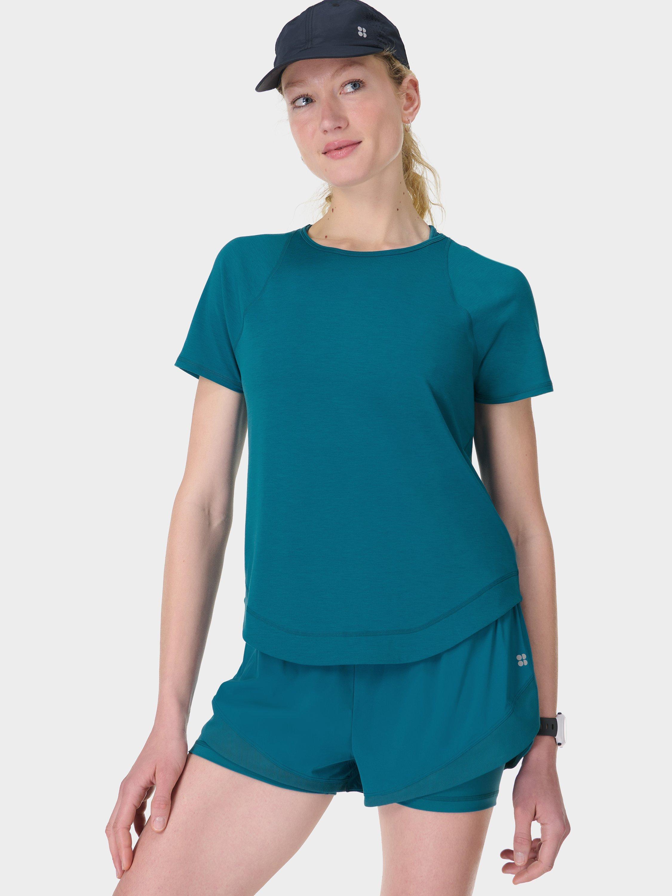 Product image 1 of 6, which shows Sweaty Betty Breathe Easy T-Shirt, Cabin Blue, XXS