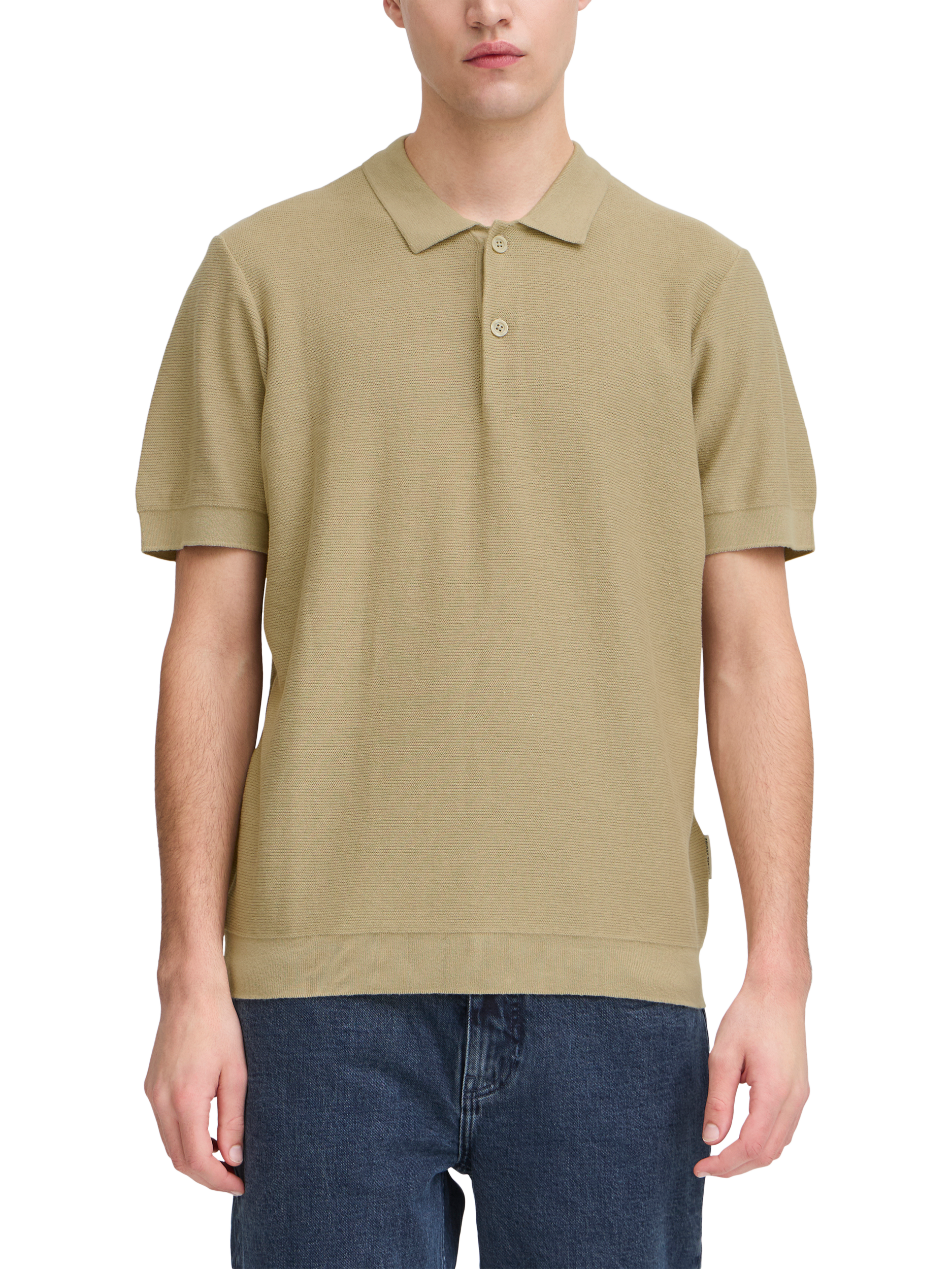 Product image 1 of 7, which shows Casual Friday Edward Cotton Blend Regular Fit Knitted Polo Shirt, Beige, M