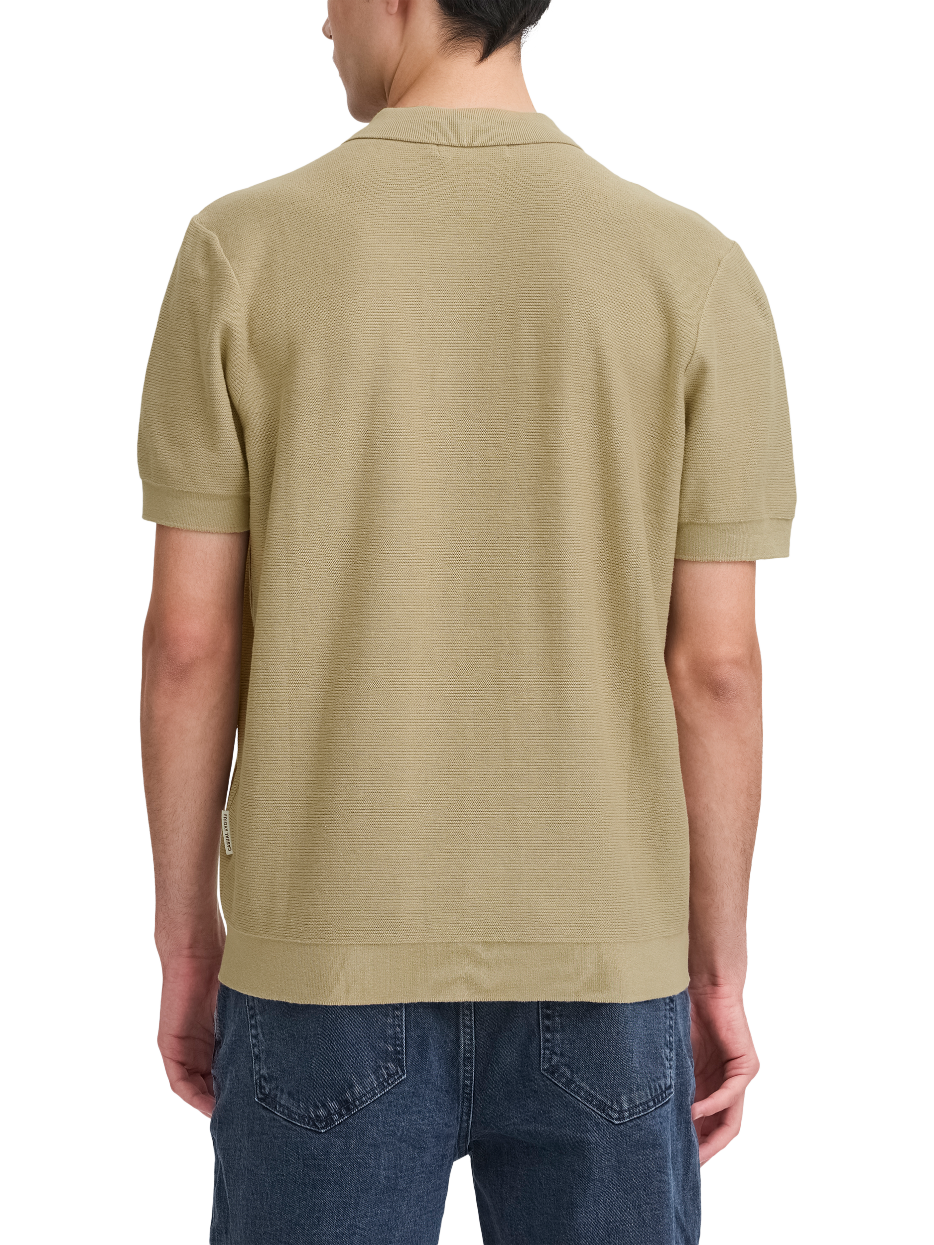 Product image 2 of 7, which shows Casual Friday Edward Cotton Blend Regular Fit Knitted Polo Shirt, Beige, M