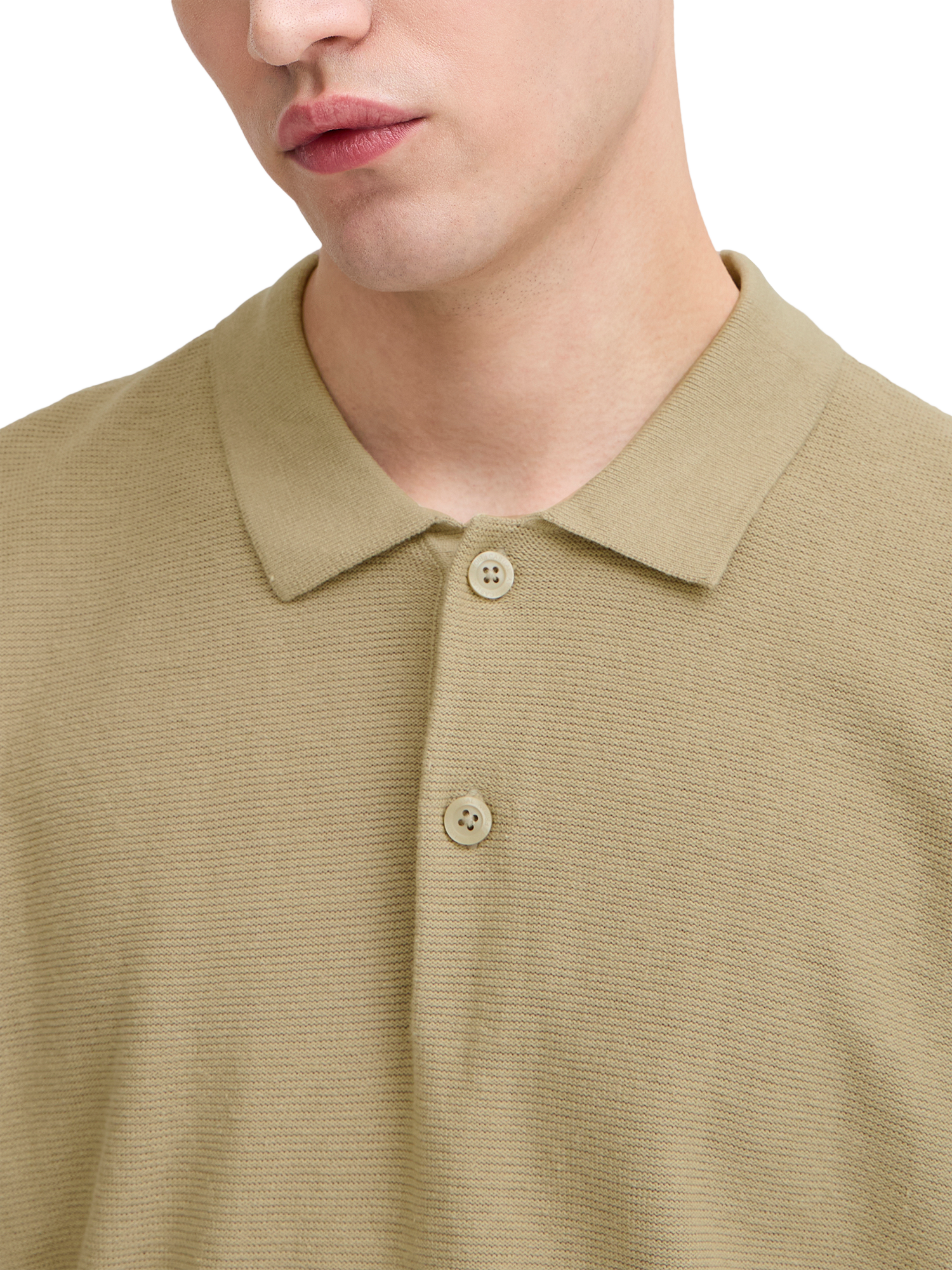 Product image 4 of 7, which shows Casual Friday Edward Cotton Blend Regular Fit Knitted Polo Shirt, Beige, M