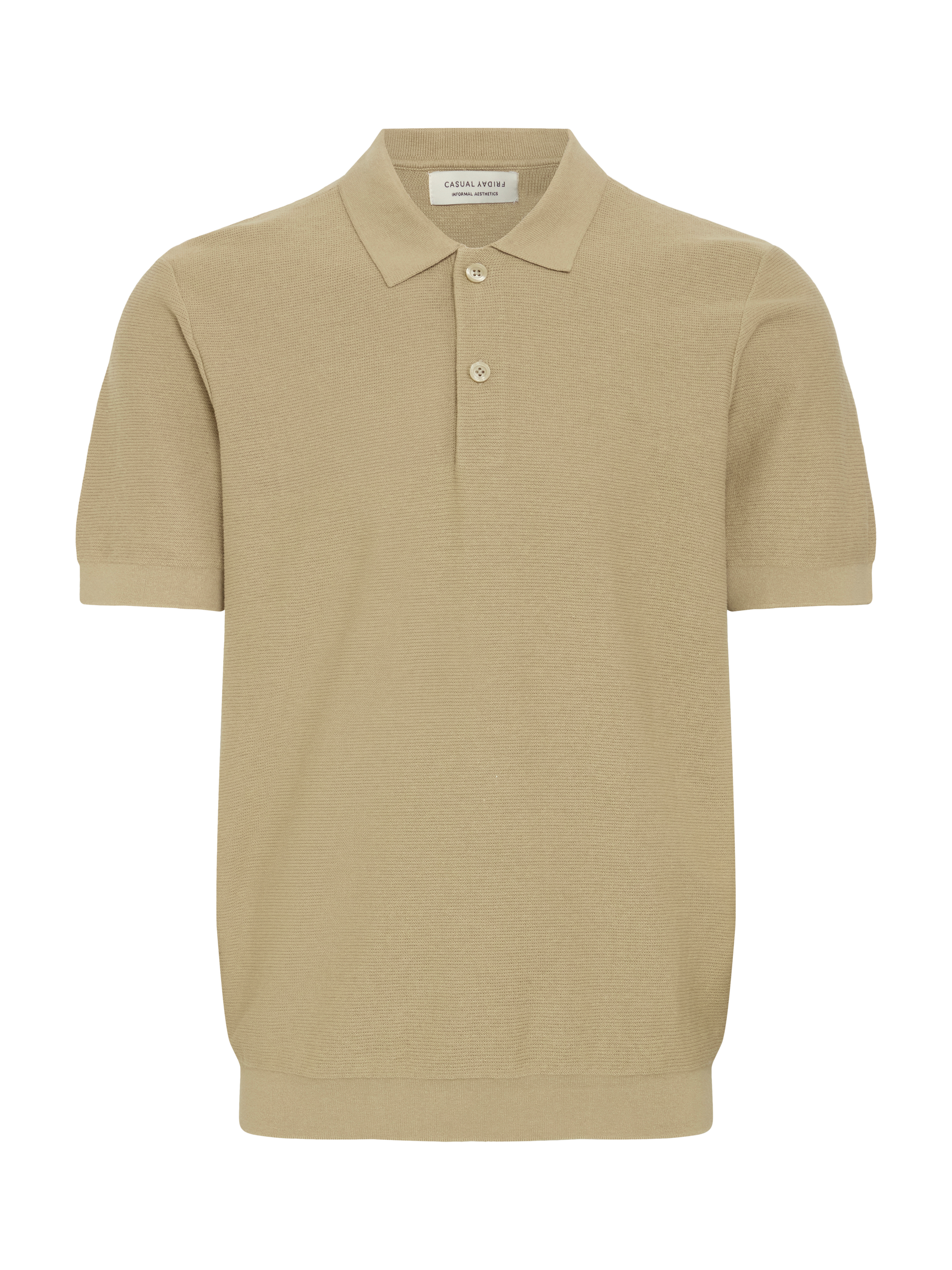 Product image 5 of 7, which shows Casual Friday Edward Cotton Blend Regular Fit Knitted Polo Shirt, Beige, M