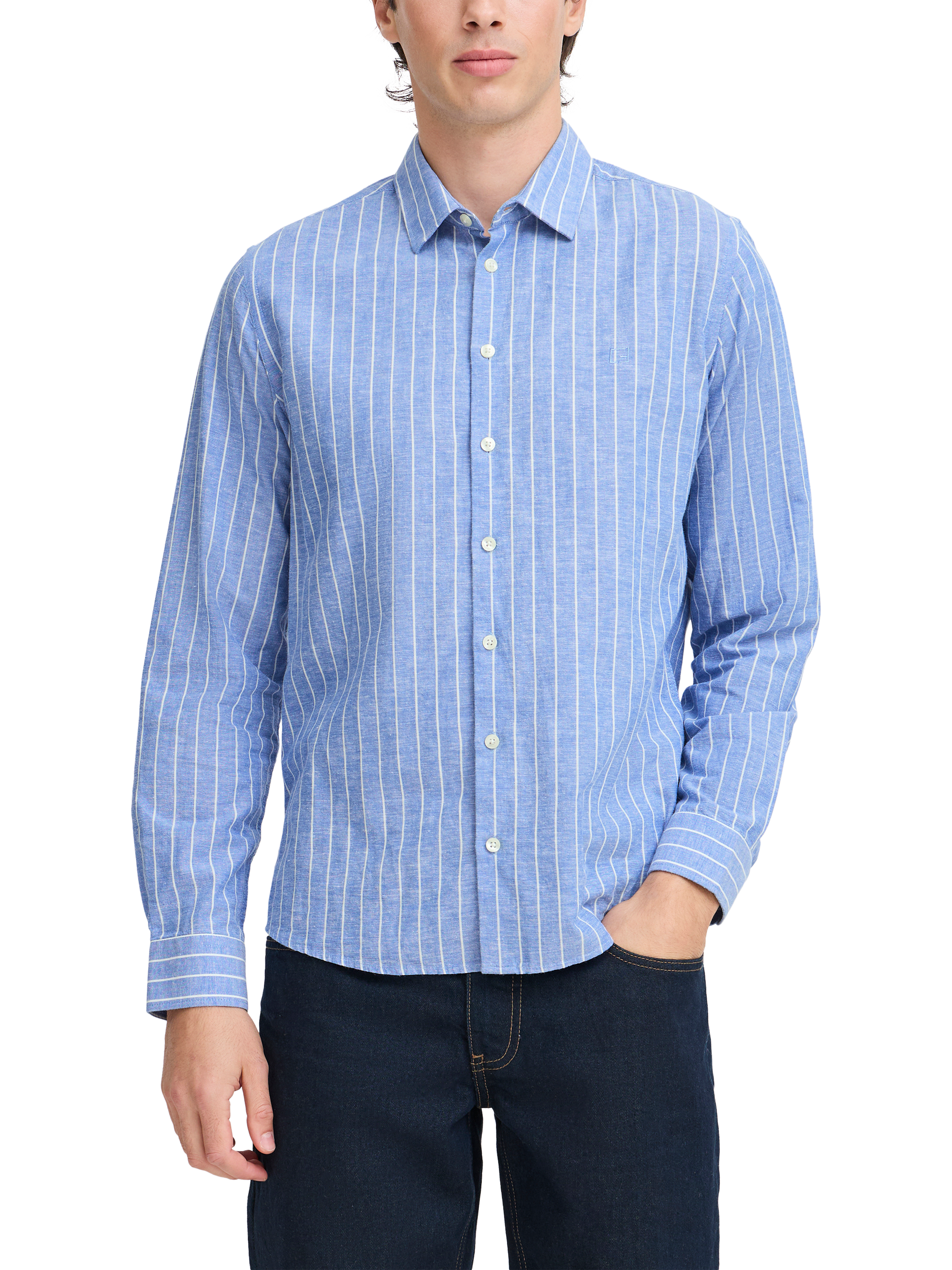 Casual Friday Andre Linen Blend Regular Fit Stripe Shirt