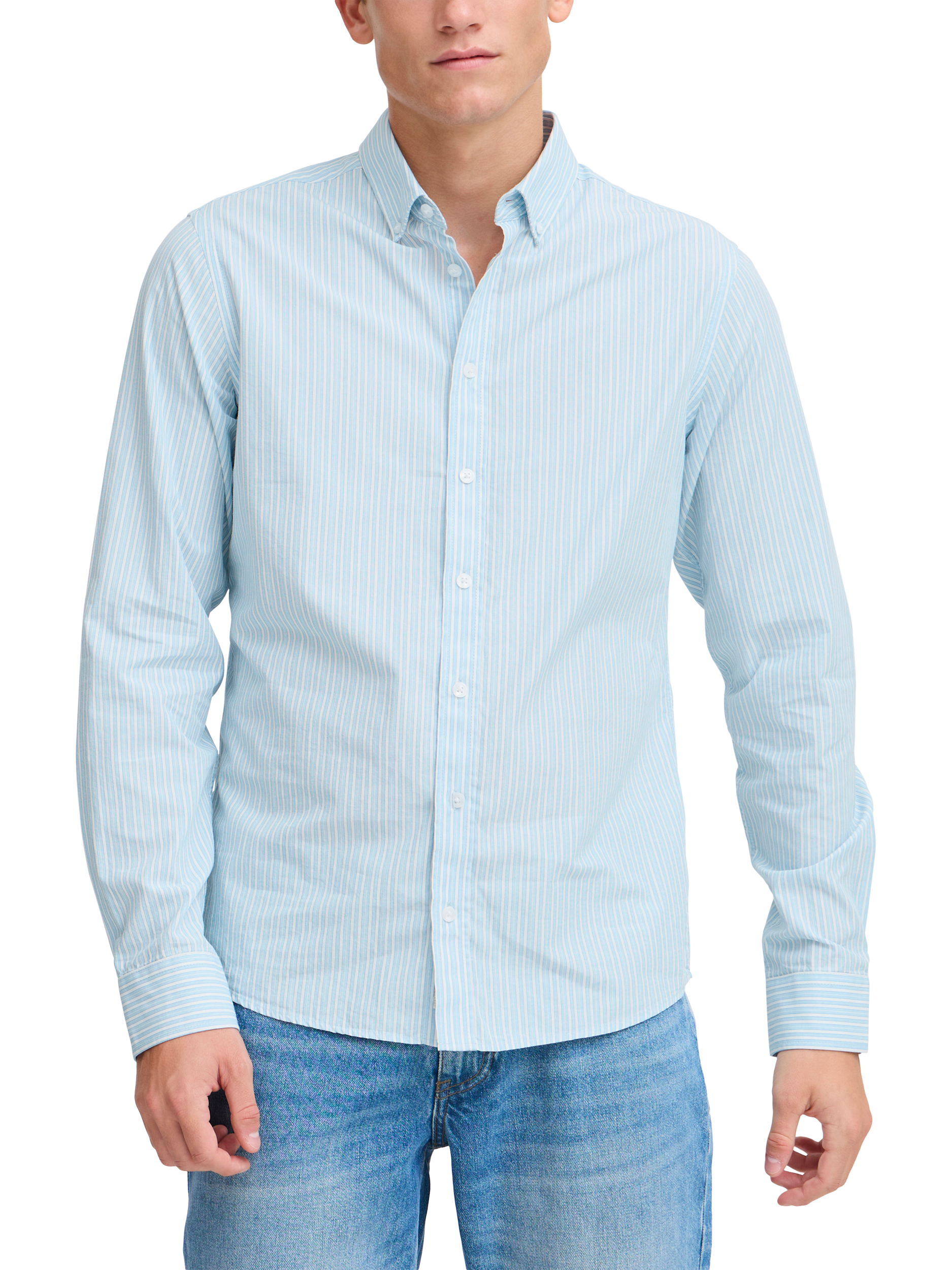 Product image 1 of 7, which shows Casual Friday Edward Cotton Regular Fit Stripe Shirt, Blue, S