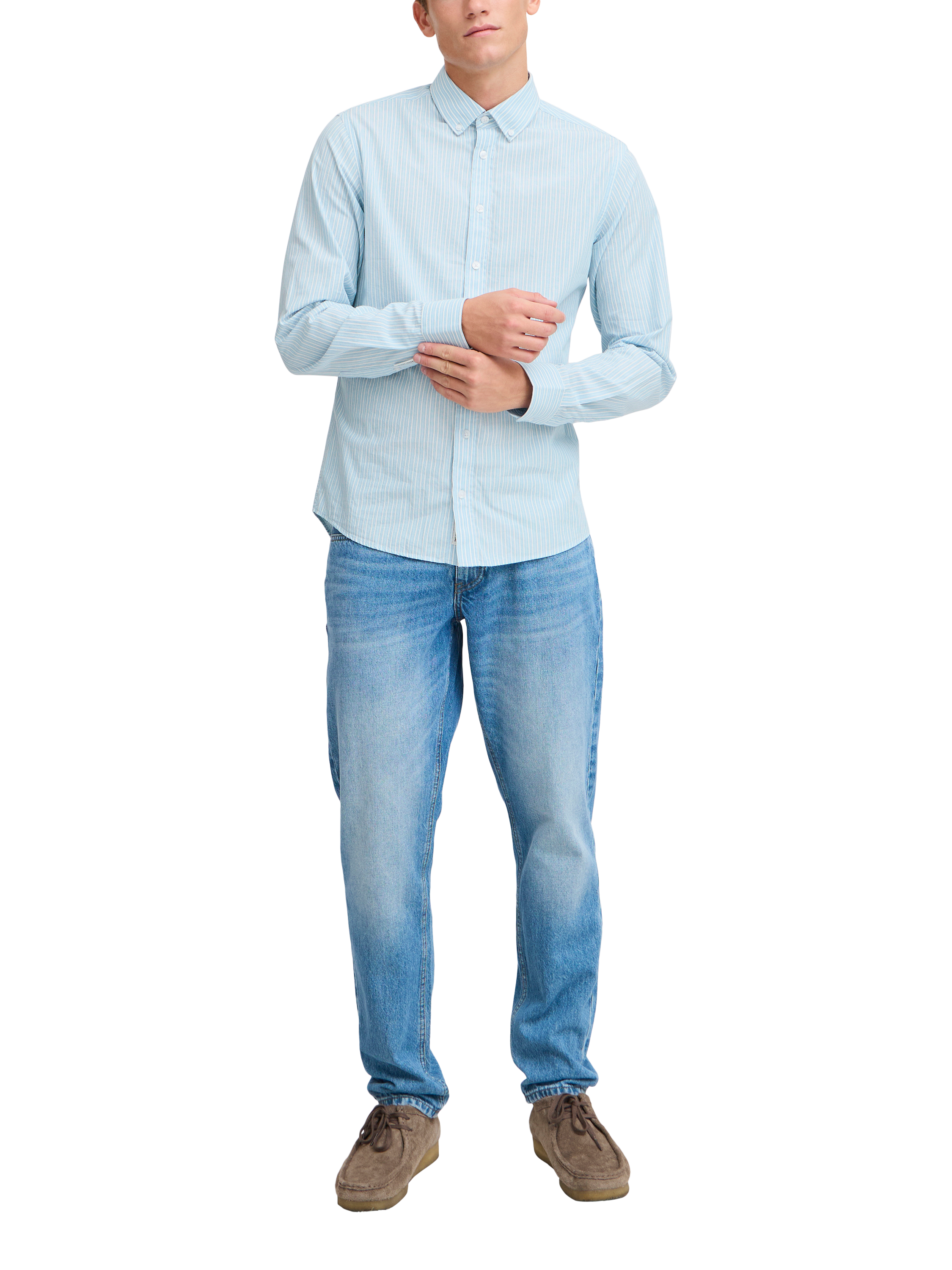 Product image 3 of 7, which shows Casual Friday Edward Cotton Regular Fit Stripe Shirt, Blue, S