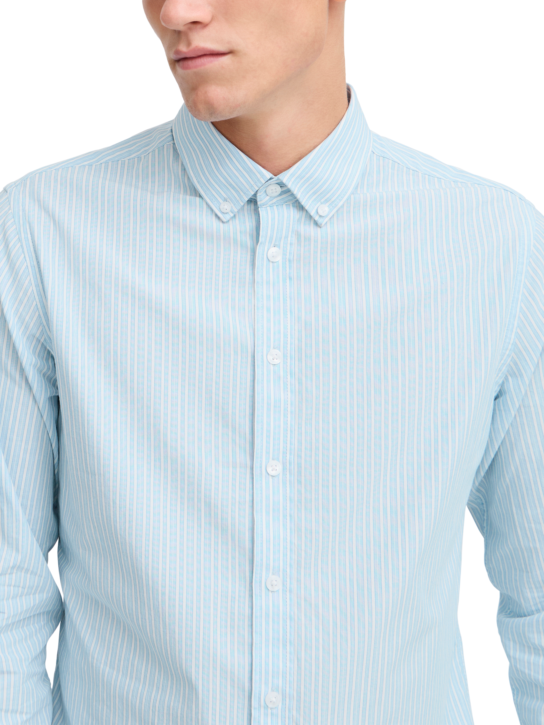 Product image 4 of 7, which shows Casual Friday Edward Cotton Regular Fit Stripe Shirt, Blue, S