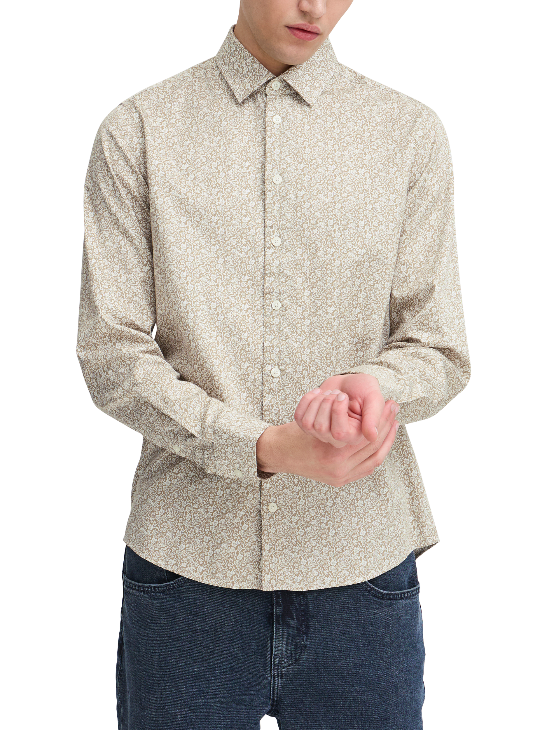 Product image 1 of 6, which shows Casual Friday Jeremy Cotton Regular Fit Ditsy Floral Shirt, Tree House, S