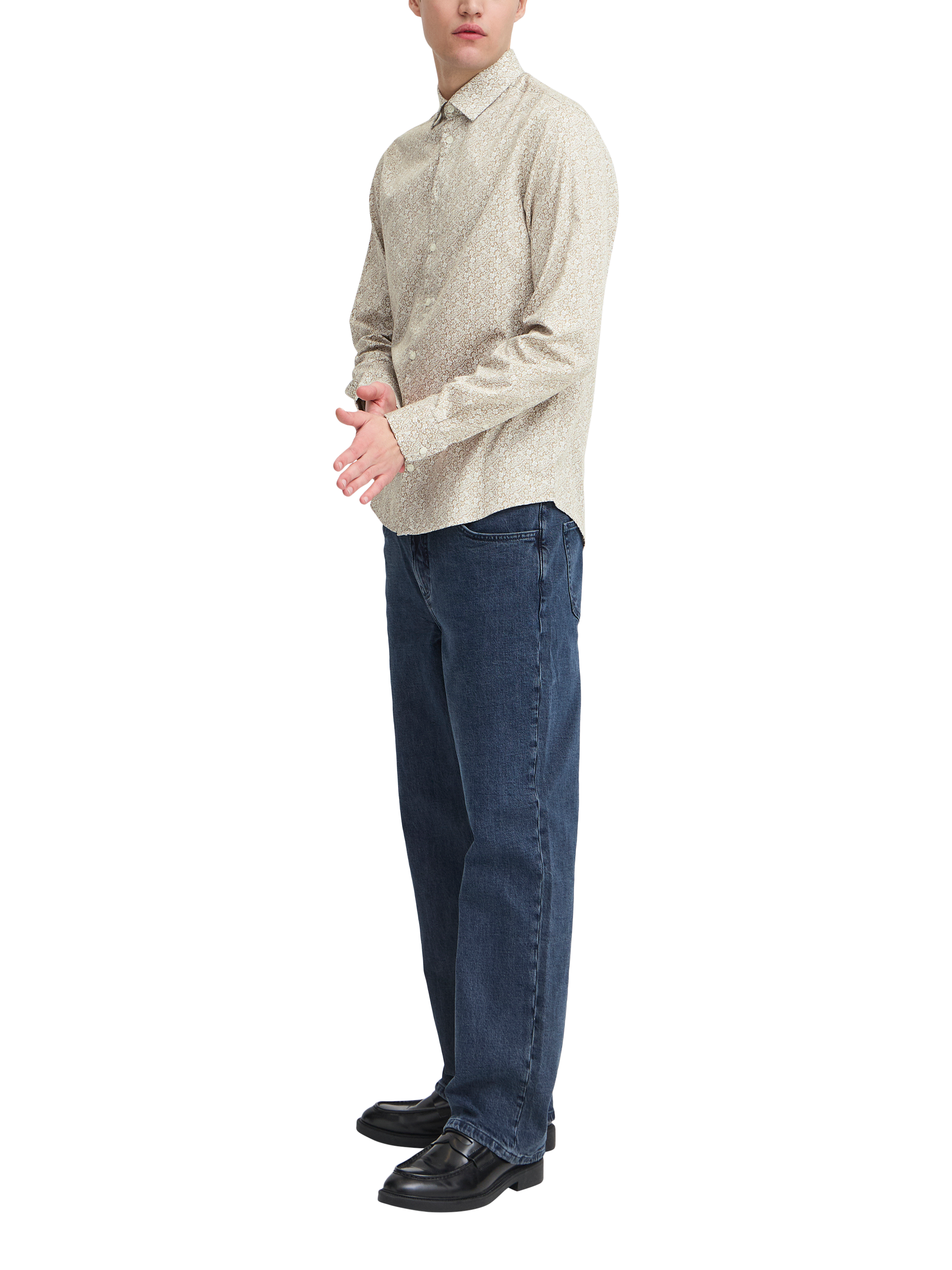Product image 3 of 6, which shows Casual Friday Jeremy Cotton Regular Fit Ditsy Floral Shirt, Tree House, S