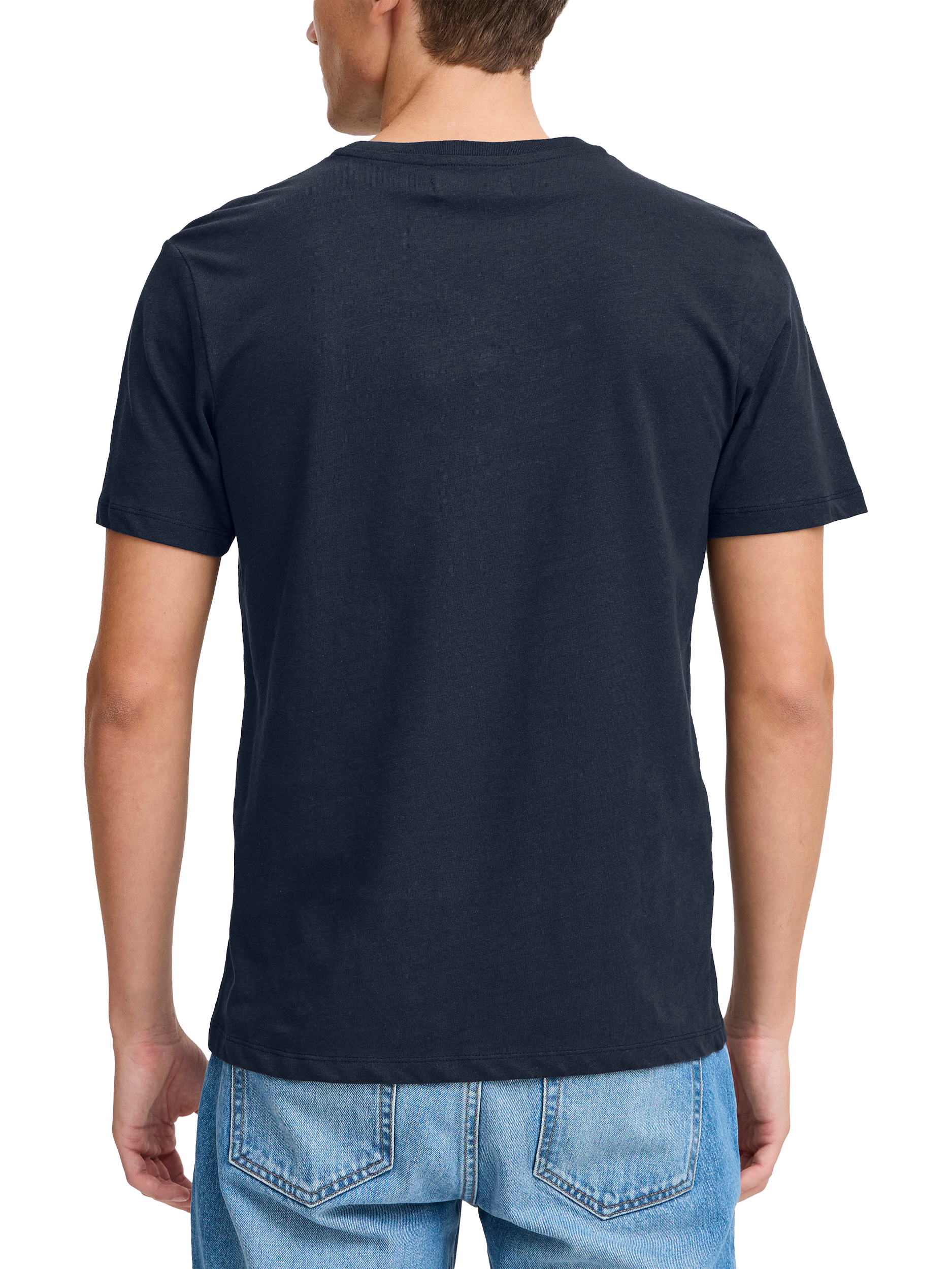 Product image 2 of 7, which shows Casual Friday Tom Linen Blend Regular Fit Short Sleeve T-Shirt, Dark Navy, S