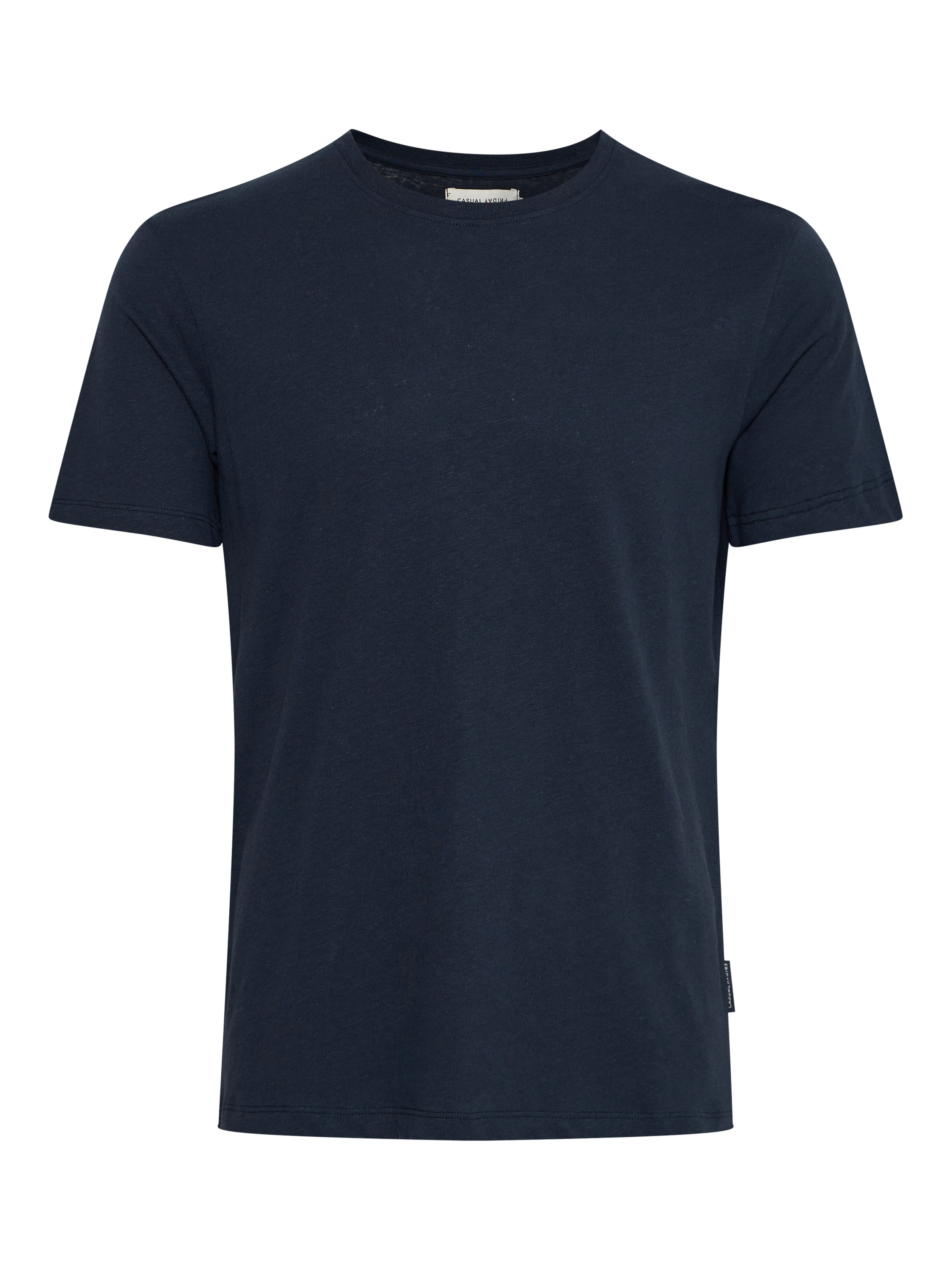 Product image 5 of 7, which shows Casual Friday Tom Linen Blend Regular Fit Short Sleeve T-Shirt, Dark Navy, S