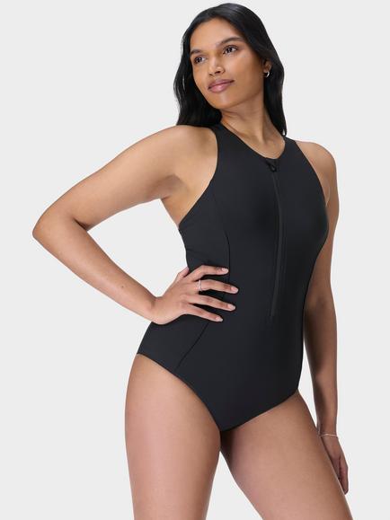 Sweaty Betty Xtra Life Tide Zip Through Performance Swimsuit - view 2, Black