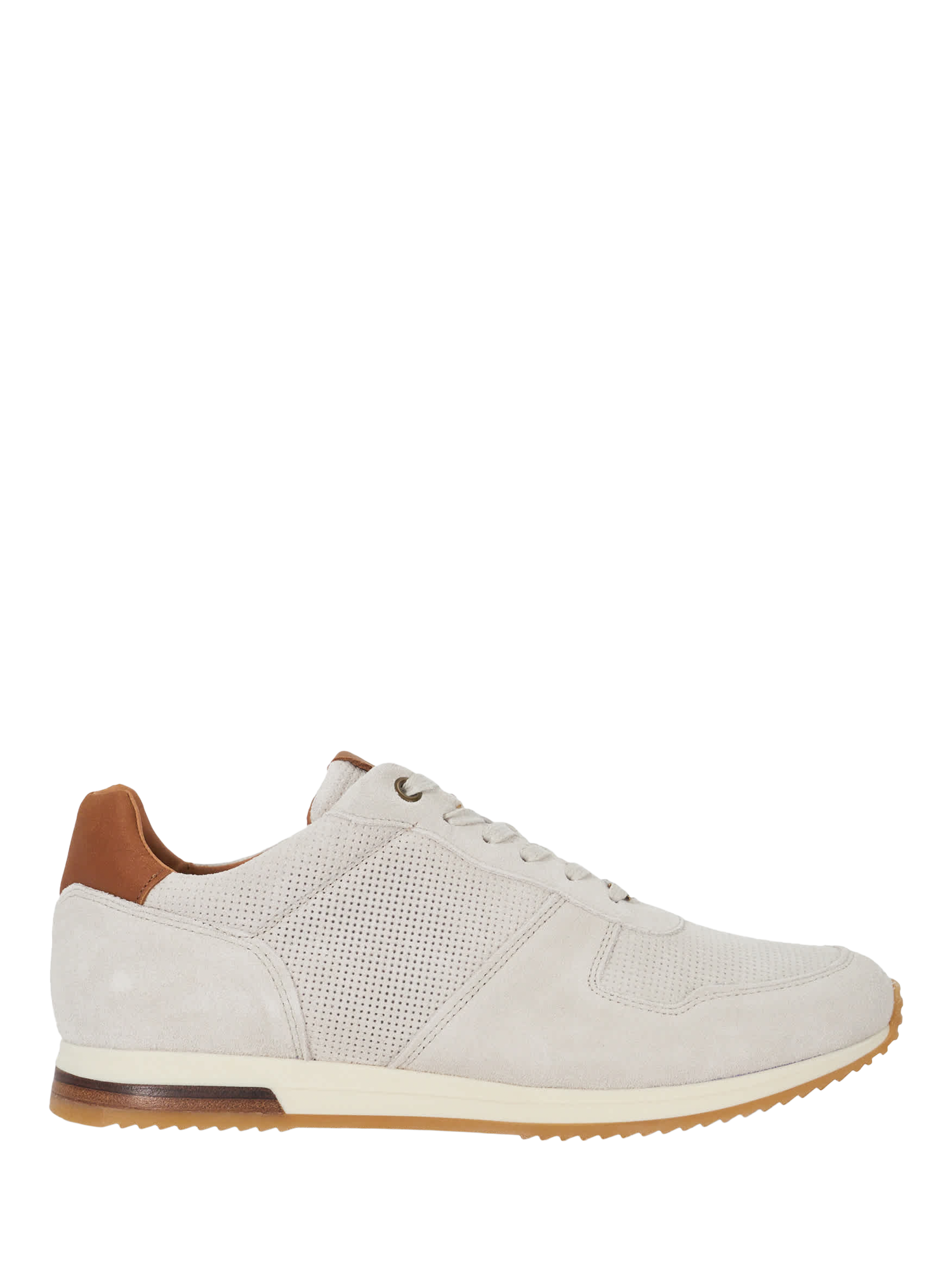 Product image 1 of 6, which shows Dune London Trilogy Wide Fit Suede Trainers, Off White, 6
