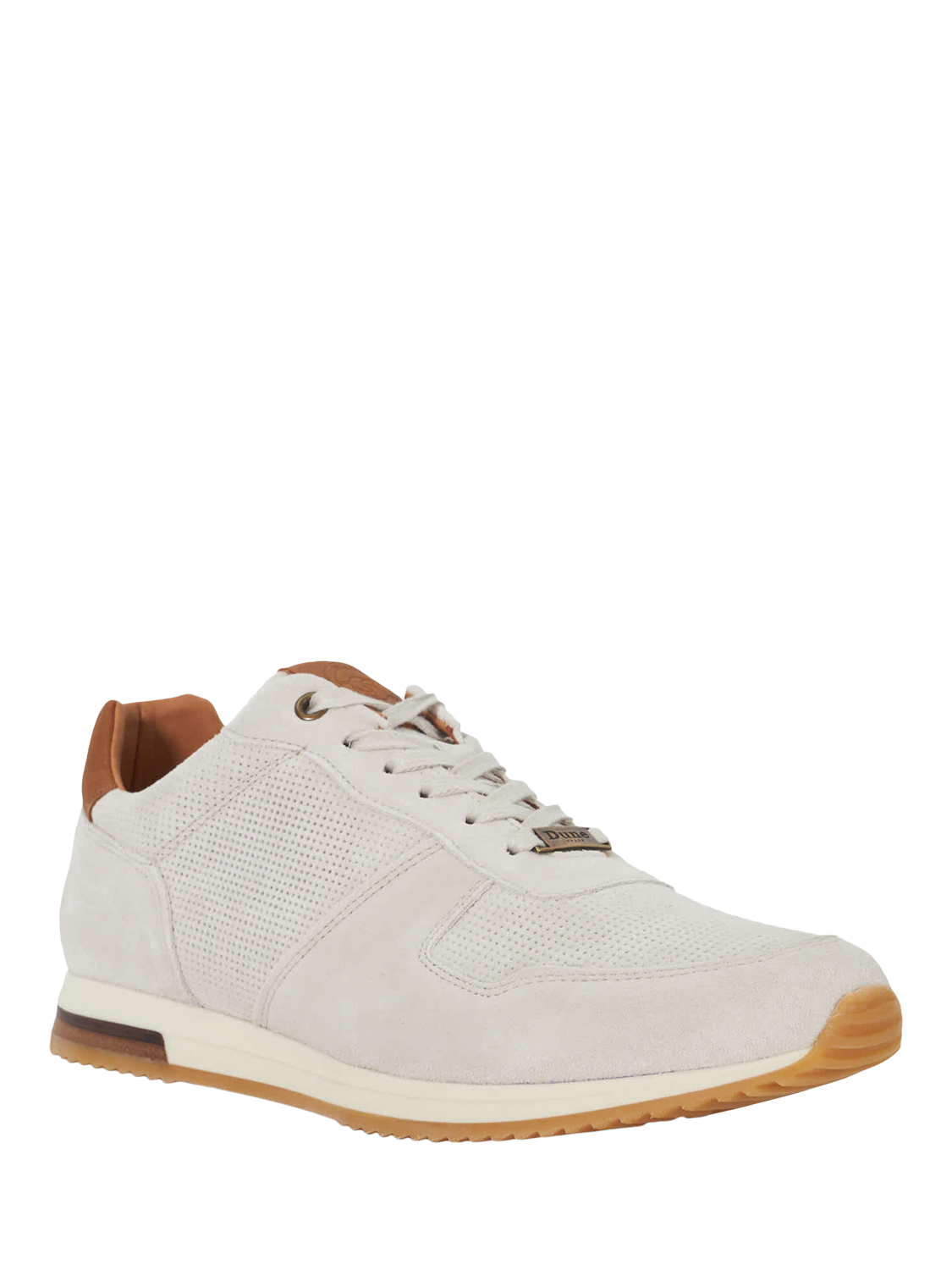 Product image 3 of 6, which shows Dune London Trilogy Wide Fit Suede Trainers, Off White, 6