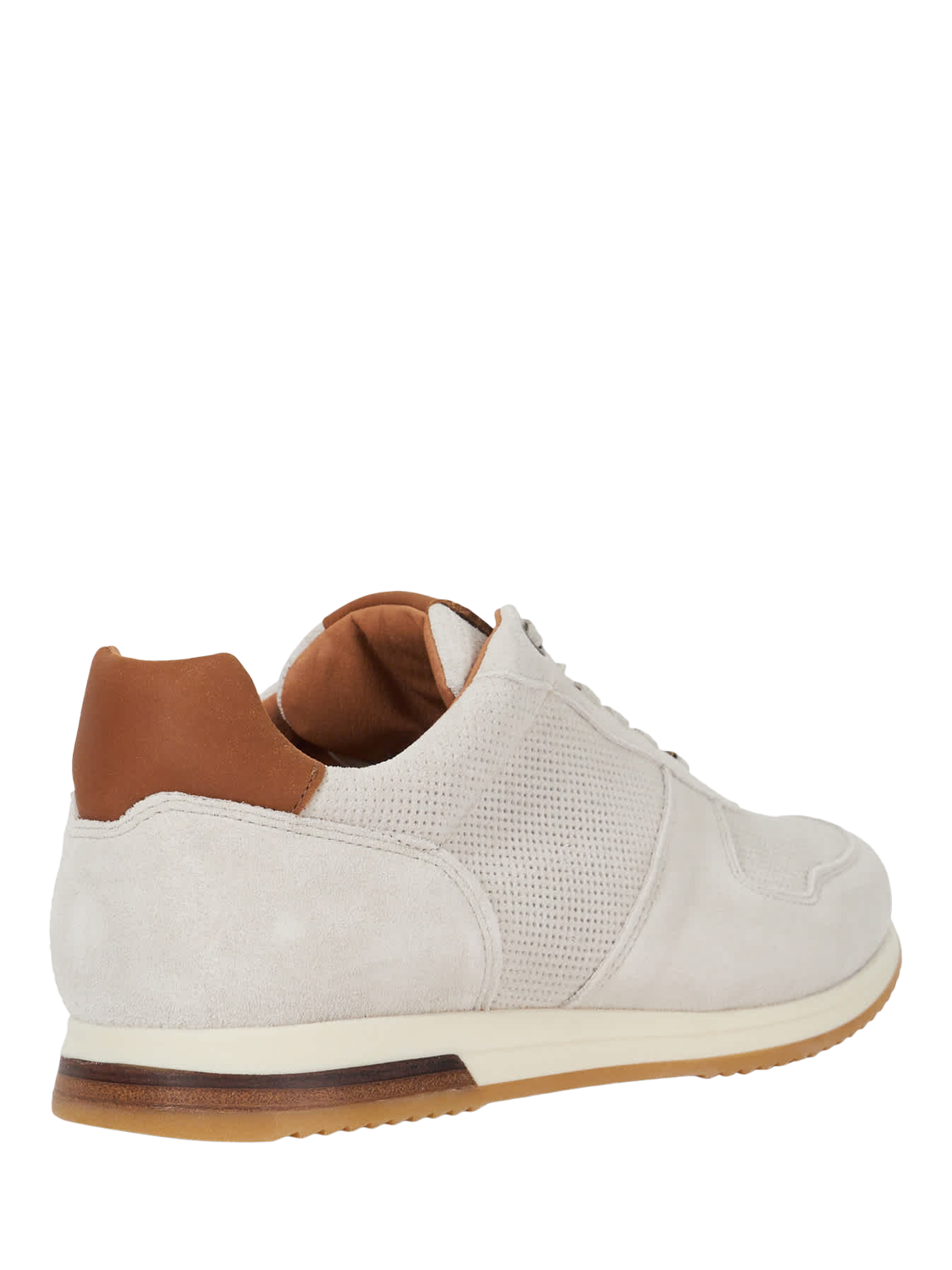 Product image 4 of 6, which shows Dune London Trilogy Wide Fit Suede Trainers, Off White, 6