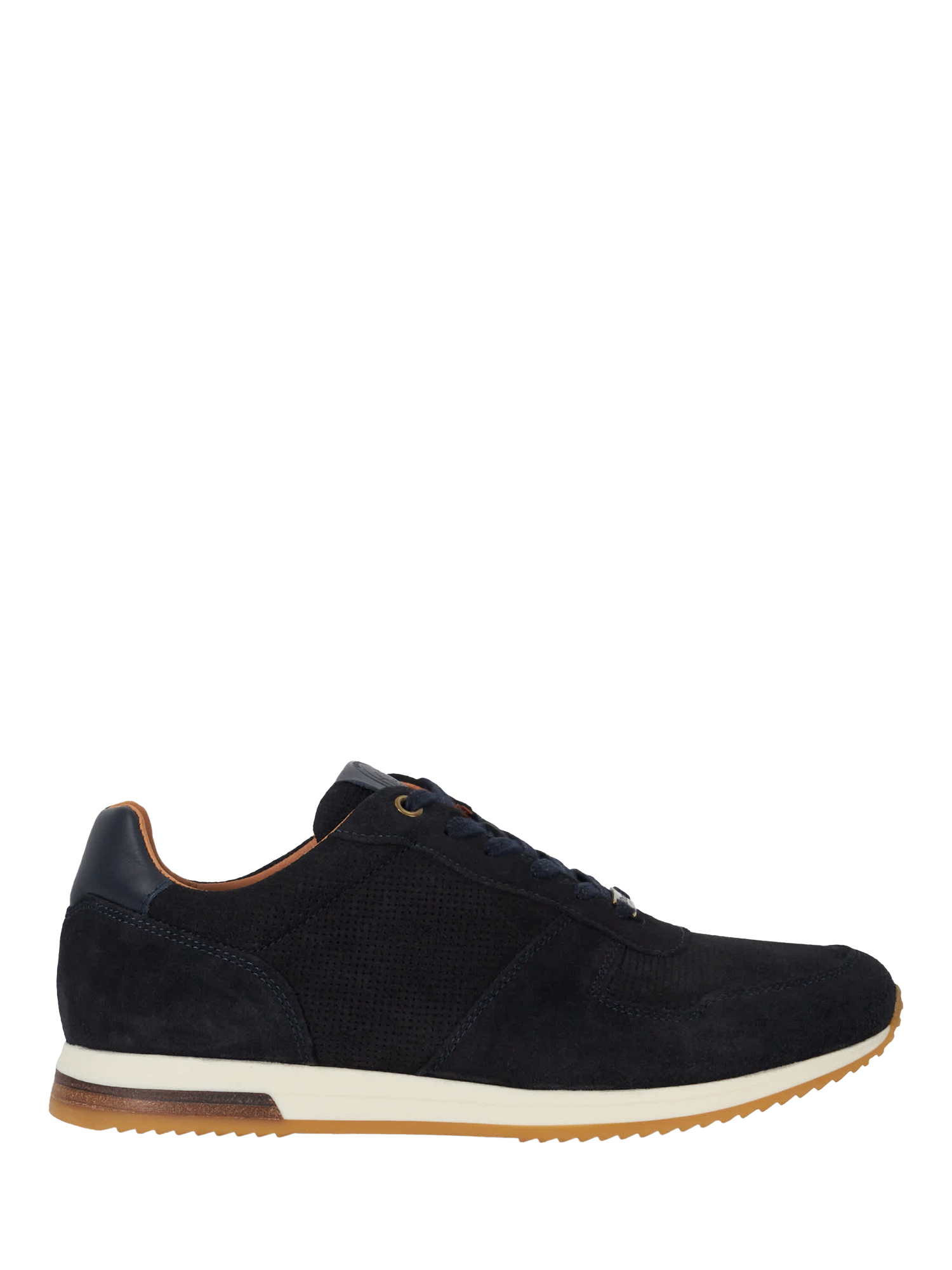 Product image 1 of 6, which shows Dune London Trilogy Wide Fit Suede Trainers, Navy, 6