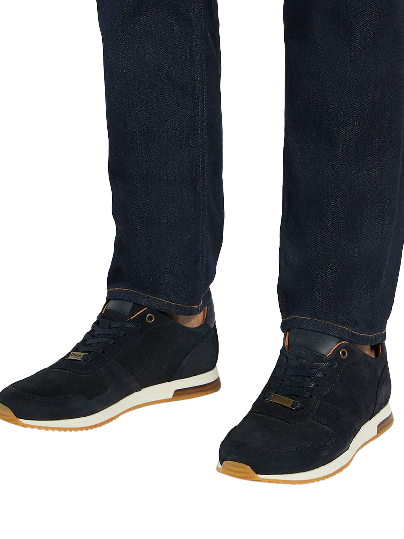 Product image 2 of 6, which shows Dune London Trilogy Wide Fit Suede Trainers, Navy, 6